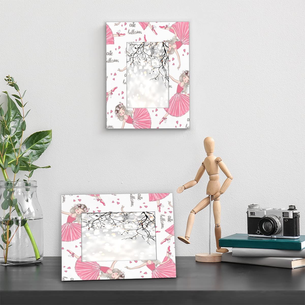 Elegant Ballet Dancer 5x7 Picture Frame - Heart-Shaped Ballerina Photo Frame for Wall Mounting or Tabletop Display - Perfect for Bedroom, Nursery & Dance Studio Decor - Wall Gallery Frames for Ballet Memories & Gift Ideas