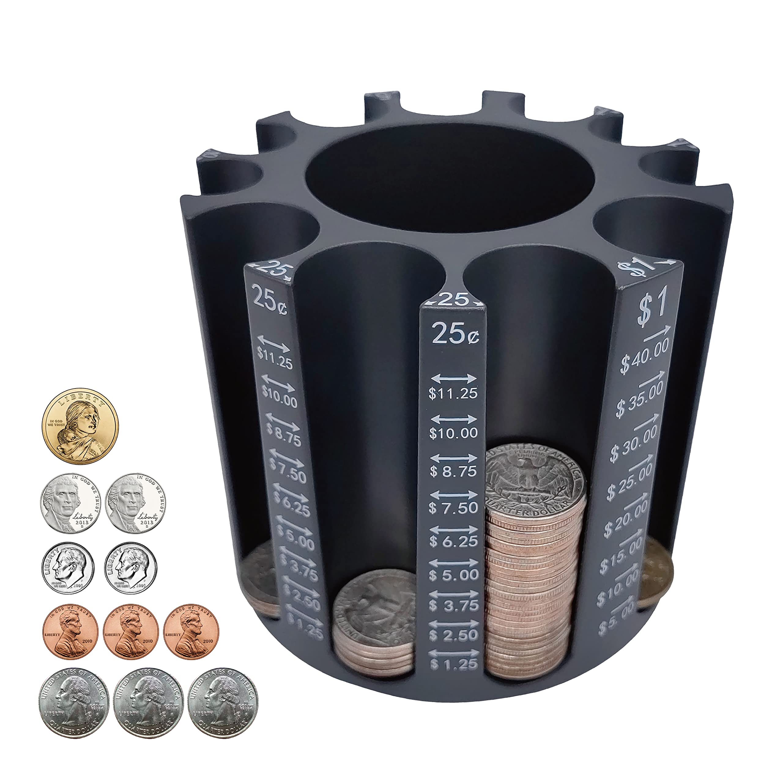 Coin Counter and Sorter with Pen Holder | Desk Organizer for Coins & Pencils | Piggy Bank for Adults & Kids | Holds 500 Coins with Wrappers | Unique Gift for Family & Office Use | Perfect for Home, Office, and Classroom Organization