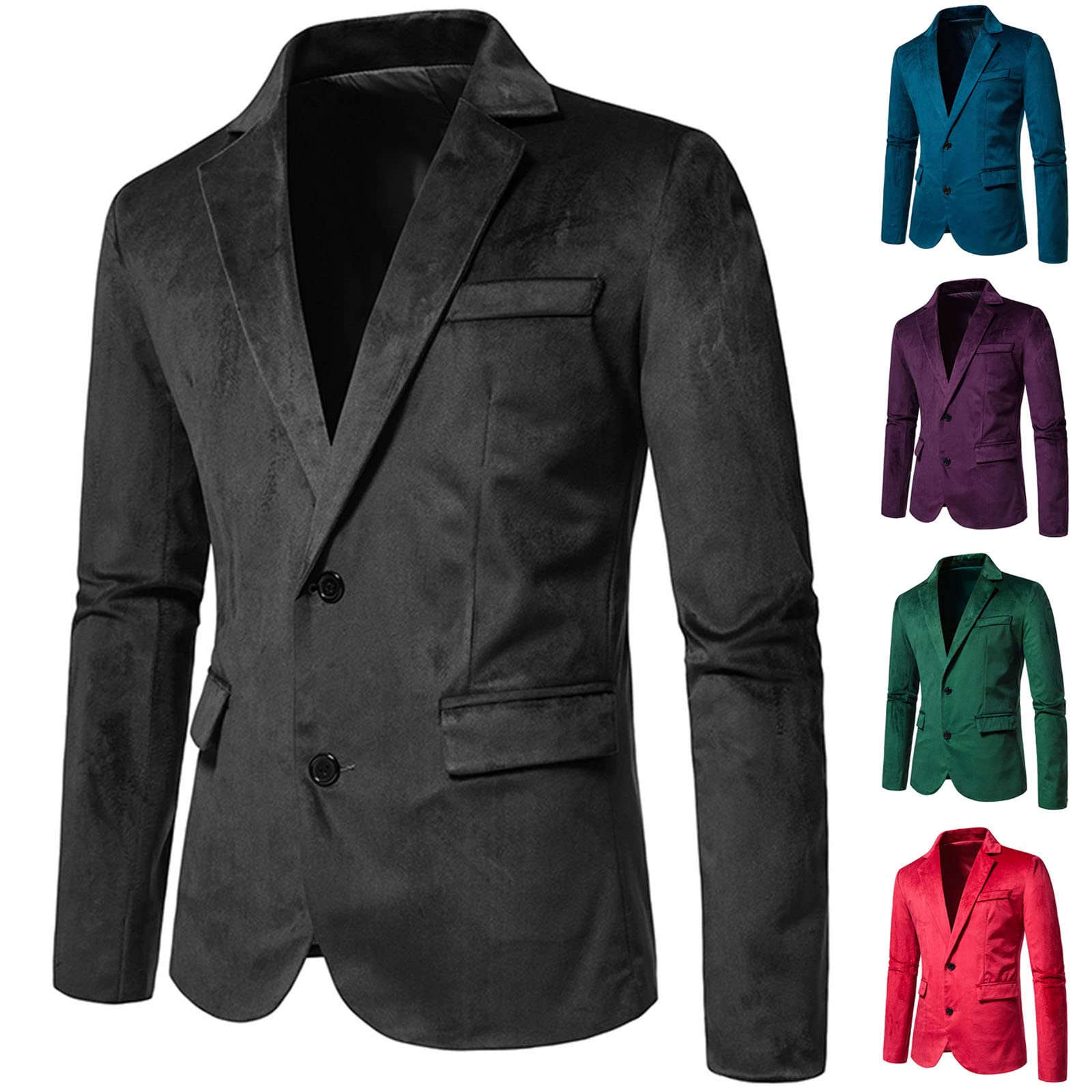 Men's Velvet Blazer Suit - Slim Fit 2-Button Business Jacket | Formal & Casual Tuxedo Coat for Wedding, Evening Events & Office Wear | Elegant Solid Color Blazers for UK Men