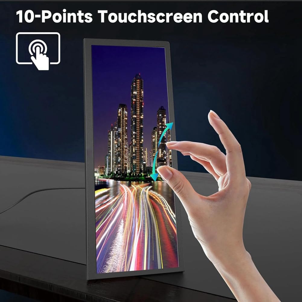 8.8 Inch PC Temperature Sensor Display Monitor - Wide Touch Screen with Protective Case, Compatible with Windows/Mac - Perfect for Gaming, Office Work & PC Monitoring