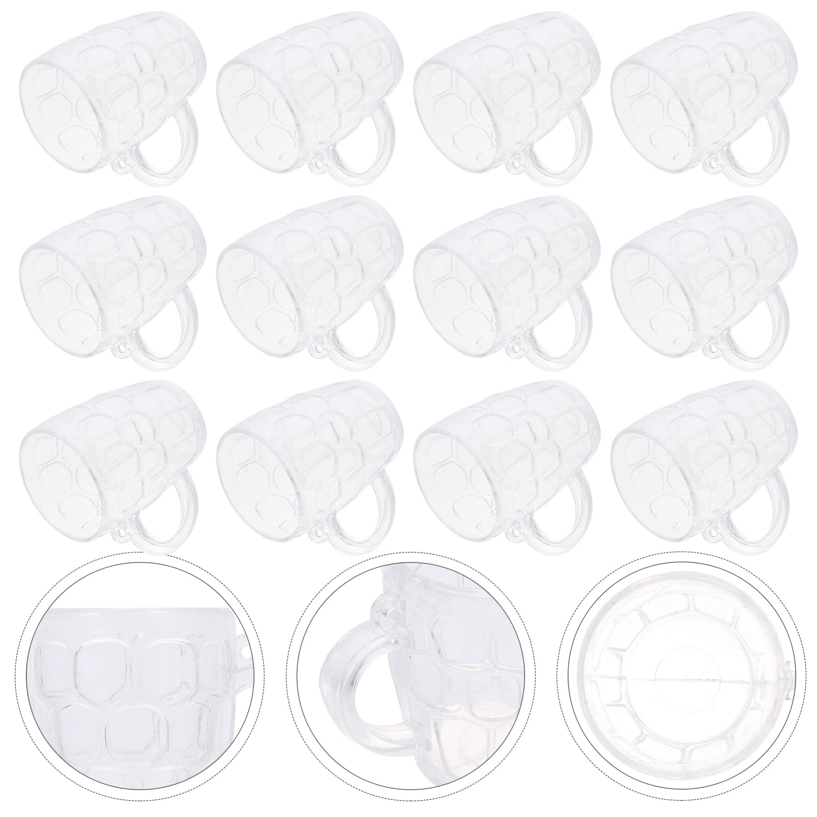 Toddmomy 20Pcs Mini Beer Mugs - Clear Plastic Shot Glasses with Handle for Dollhouse Decor, DIY Crafts, Party Favors & Miniature Bar Accessories - Perfect for Dollhouse Scenes, Craft Projects & Themed Parties