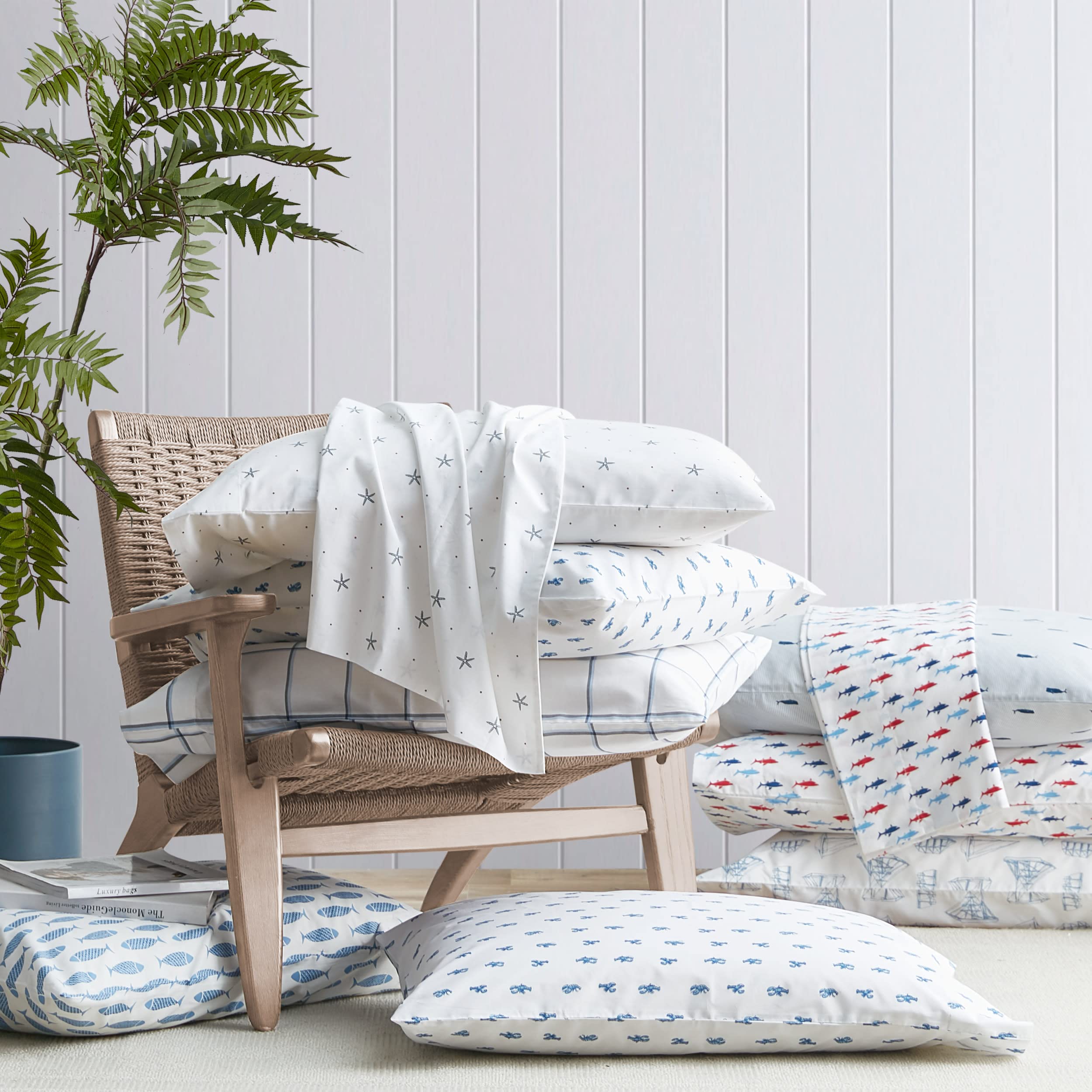 Nautica Cotton Percale Twin Sheets Set - Coastal Blue & White Sailboat Design - Soft Breathable Bedding for Comfortable Sleep - Perfect for Beach House, Guest Room & Dorm Decor