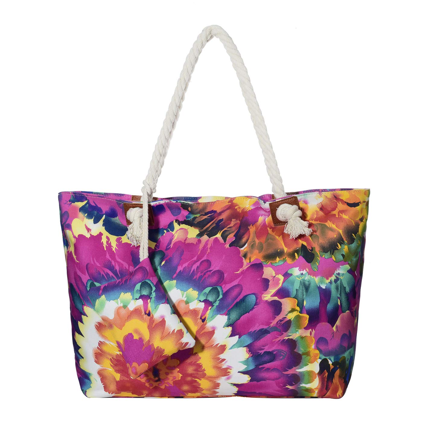 Large Waterproof Beach Bag for Women with Zip Closure - Striped Pool Tote Bag for Swimming, Travel & Summer Outings
