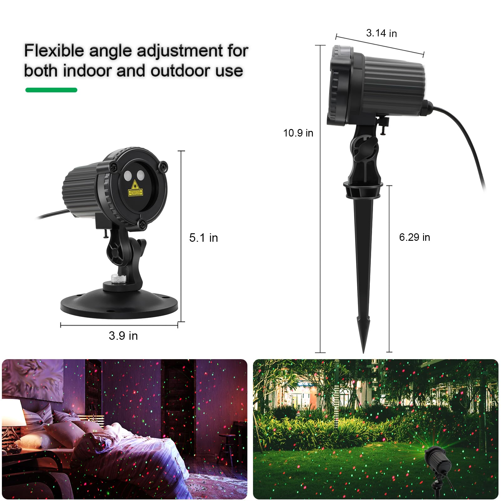 Christmas Laser Lights Outdoor - Red & Green Moving Laser Projector, Waterproof Garden & House Decoration for Holidays | Perfect for Yard, Lawn, Roof & Party Decor