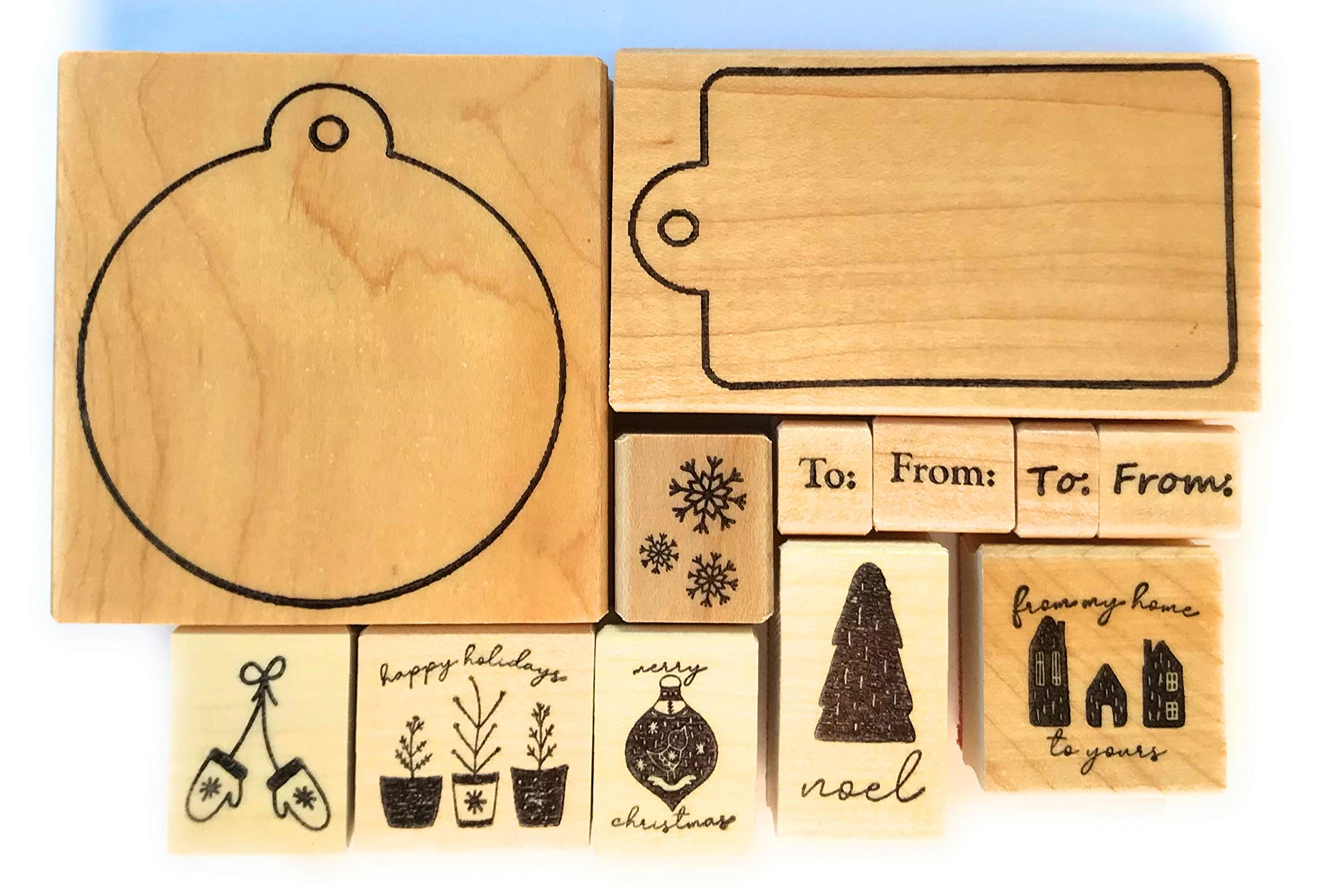 Christmas Gift Tag Rubber Stamps - DIY Custom Holiday Gift Tags for Handmade Cards & Wrapping - Perfect for Christmas, Birthday & Party Favors