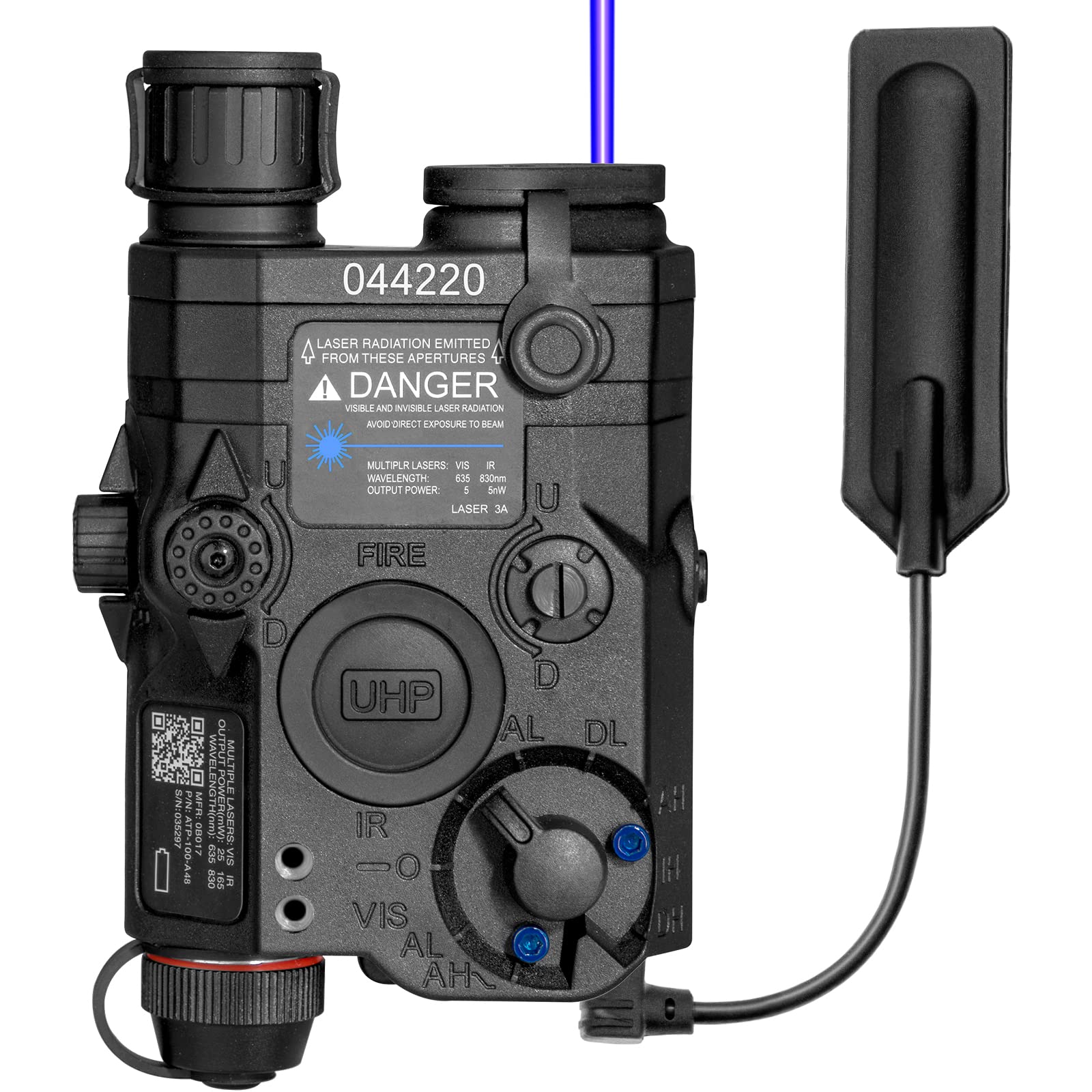 ACTIONUNION Airsoft PEQ-15S Pro UHP Tactical Laser Sight - Blue Laser, IR Laser & White LED Flashlight Combo for Military Simulation & Airsoft Games