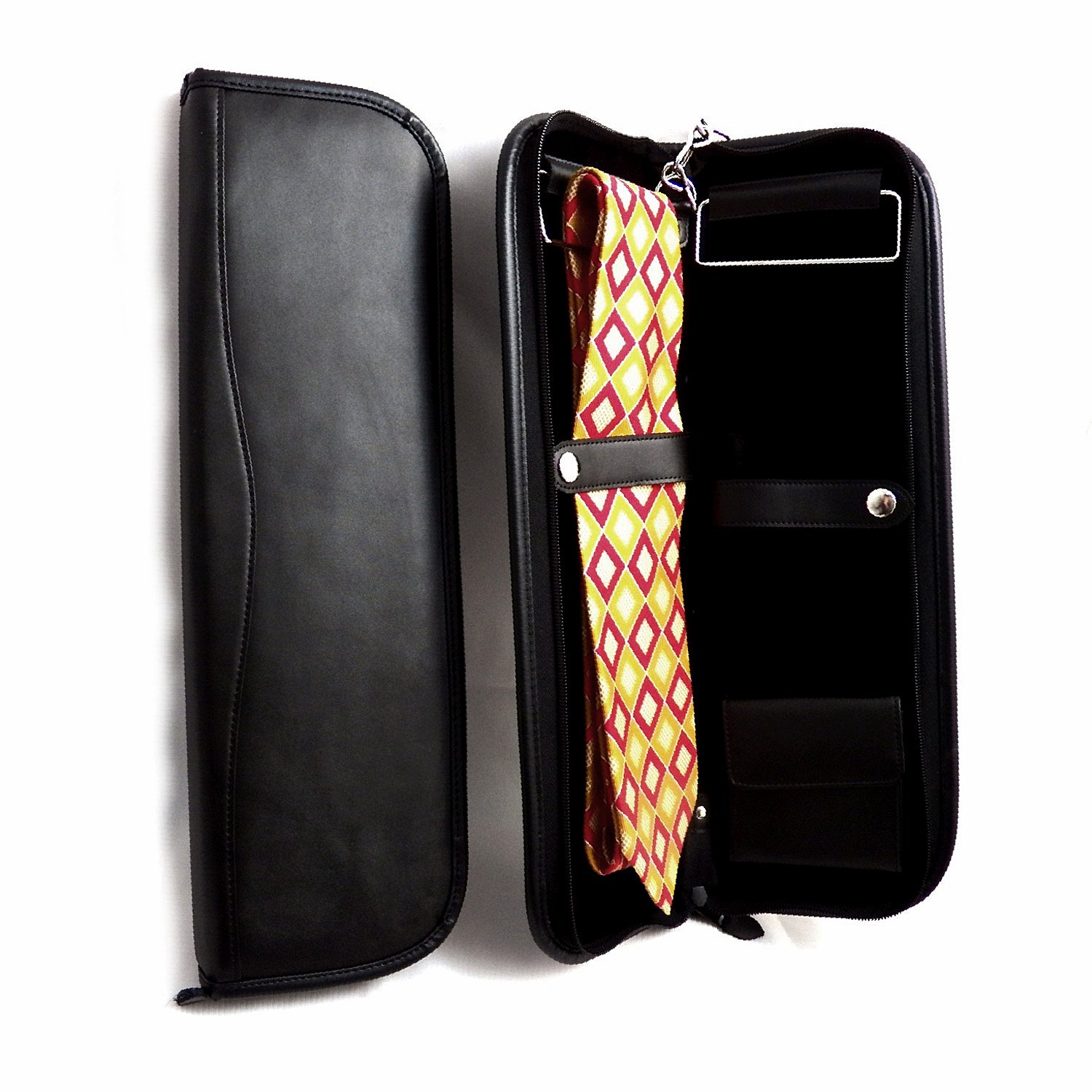 KensingtonRow Winchester Black Leather Travel Tie Case for Men - Stylish Tie Organizer Holder - Perfect for Business Travel, Gifts & Professional Accessories