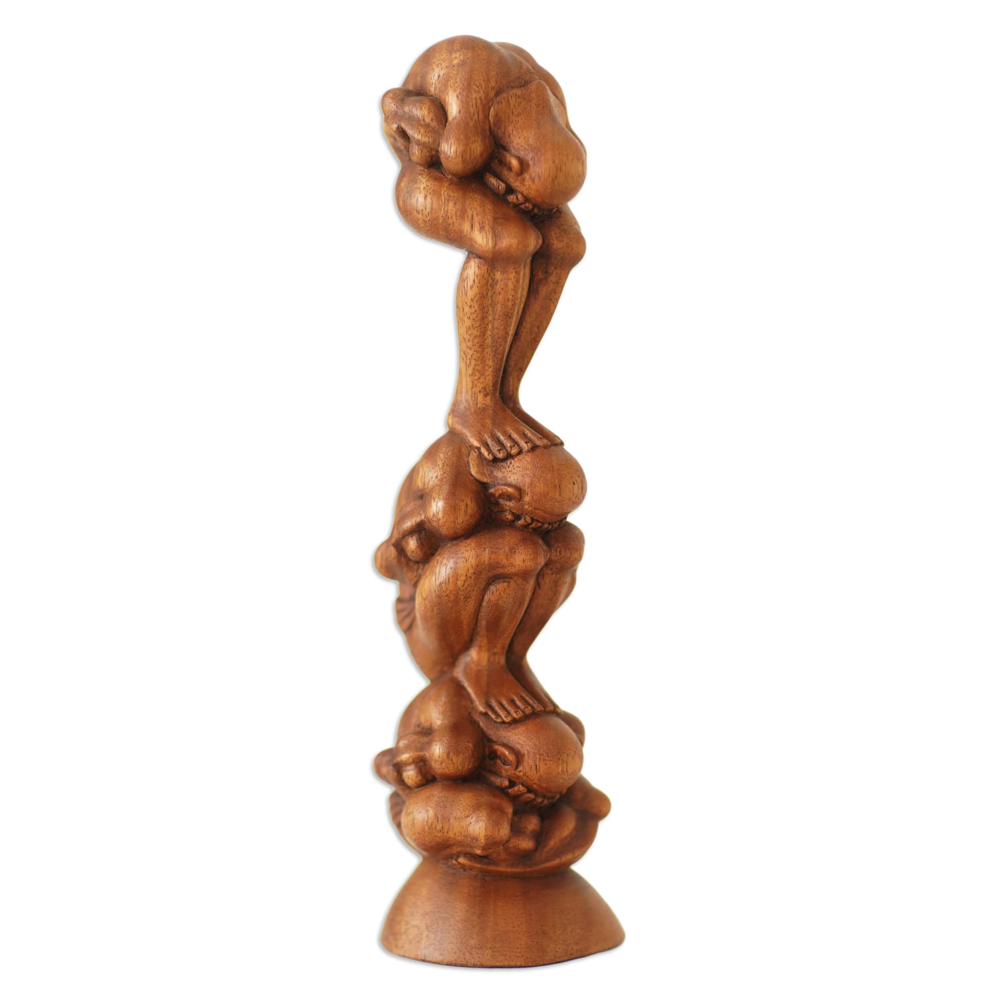 NOVICA Large Brown Yoga Wood Sculpture, 12.25