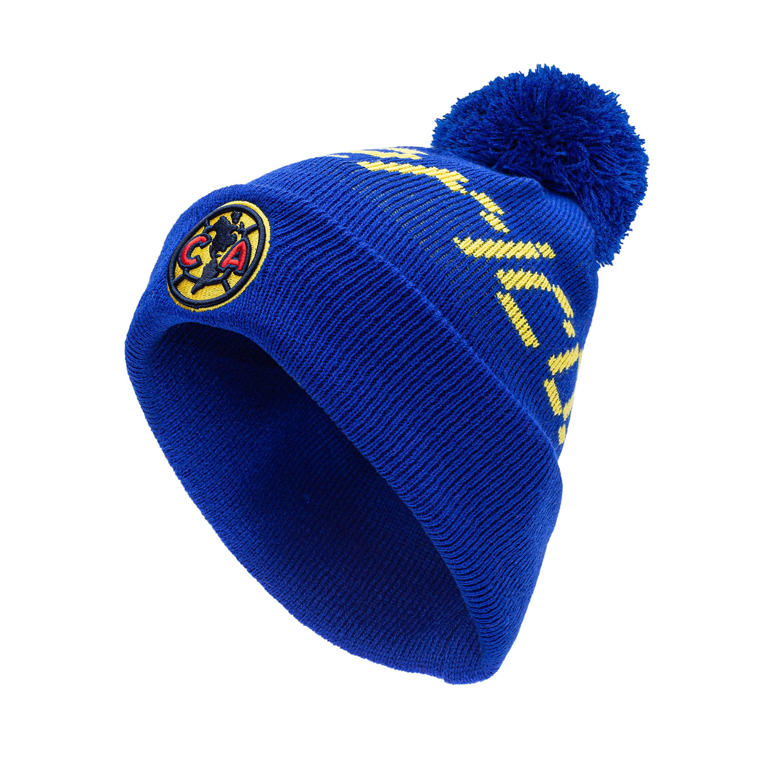 Club America 'Pixel' Knit Beanie Hat - Blue Soccer Fan Winter Hat for Men & Women - Perfect for Cold Weather & Game Day Support