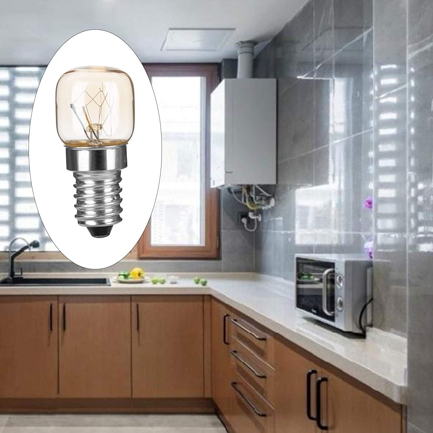 E14 Screw Oven Bulb 15W (Pack of 2) - 300°C Heat Resistant Incandescent Light Bulb for Philips, Neff, AEG, Smeg, Zanussi & Bosch Ovens - 230V Oven Light Replacement - Perfect for Baking, Roasting & Kitchen Appliance Lighting