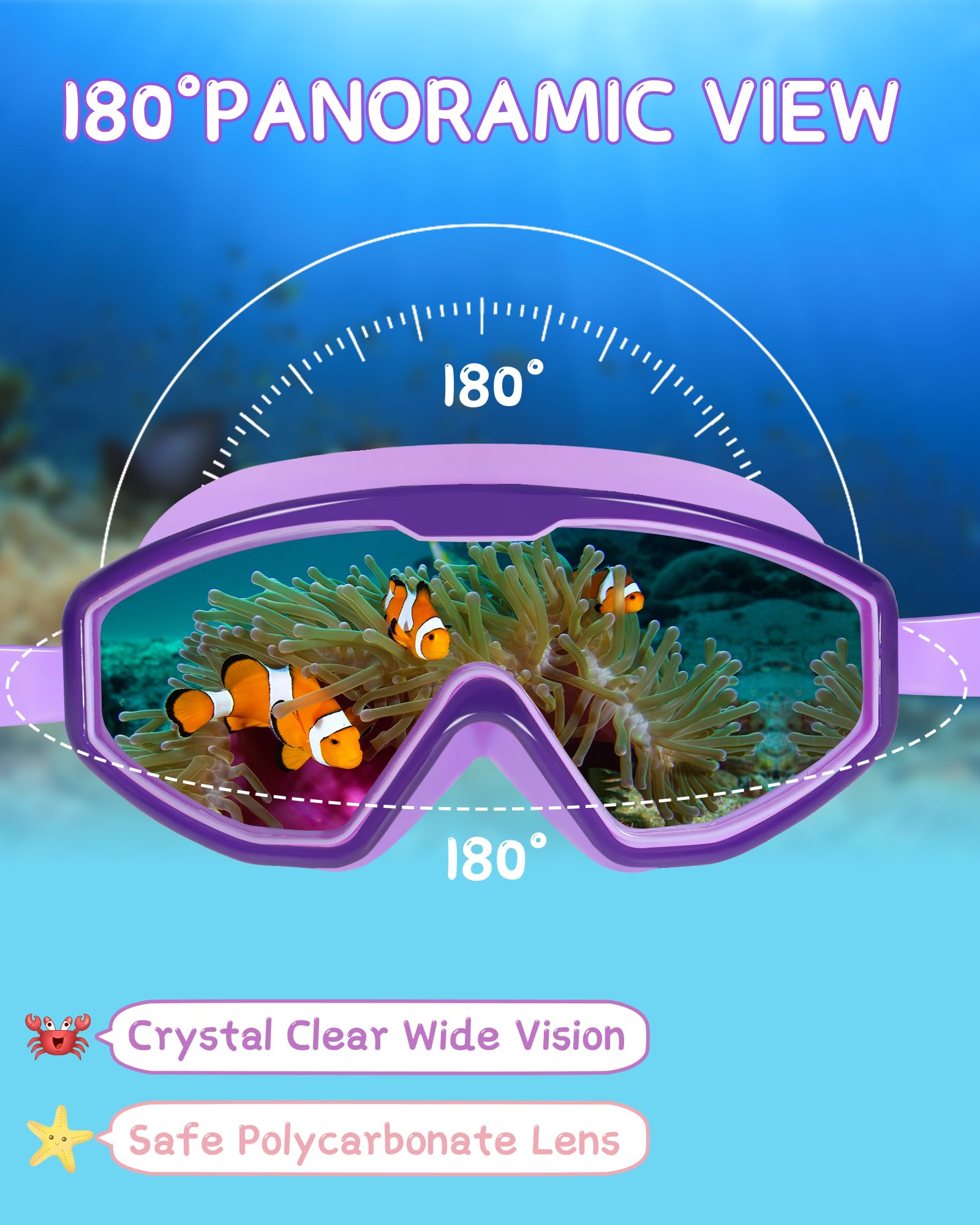 2 Pack Kids Swimming Goggles for Boys & Girls Ages 3-15, Wide Vision Anti-Fog UV Protection Waterproof - Perfect for Pool, Beach, and Swim Lessons