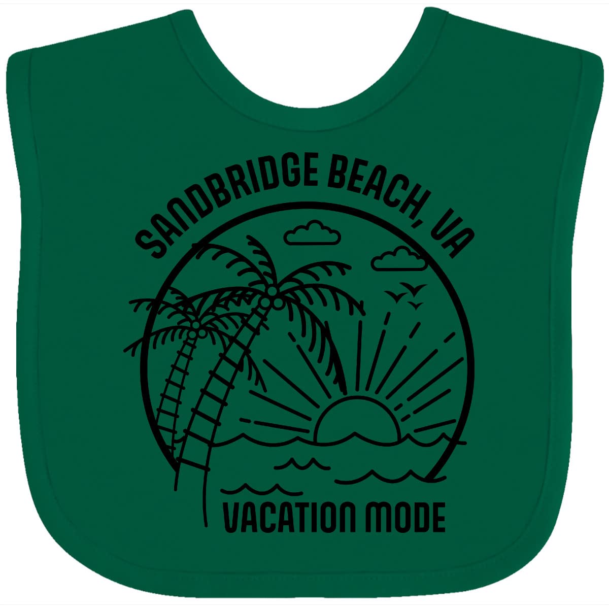 Inktastic Summer Vacation Mode Sandbridge Beach Virginia Baby Bib - Soft Cotton Drool Bib for Infants & Toddlers - Perfect for Beach Trips, Travel & Everyday Use