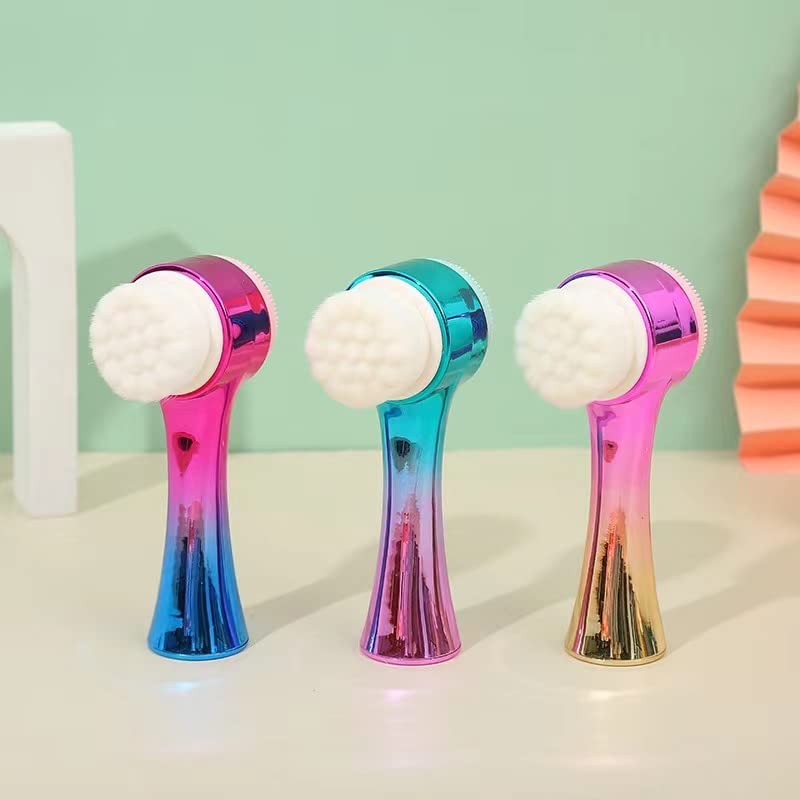 2-in-1 Double-Sided Facial Cleansing Brush with Soft Bristles - Deep Pore Exfoliation, Makeup Removal & Massage (Blue) | Gentle Skin Care for Daily Cleansing & Spa-Like Experience at Home