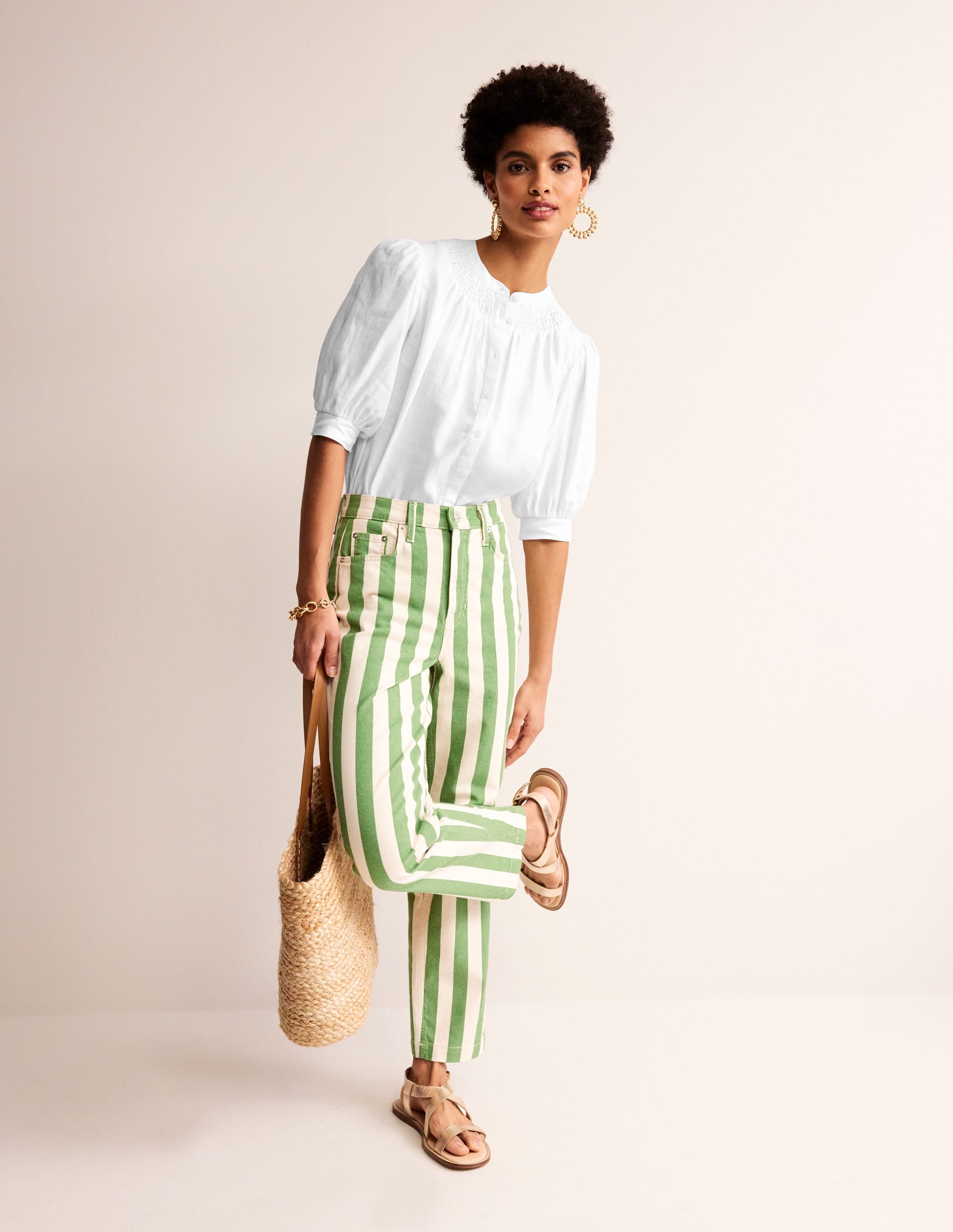 Ada Women's Linen Blouse - Breathable White Summer Tunic Top for Casual Wear & Beach Outings