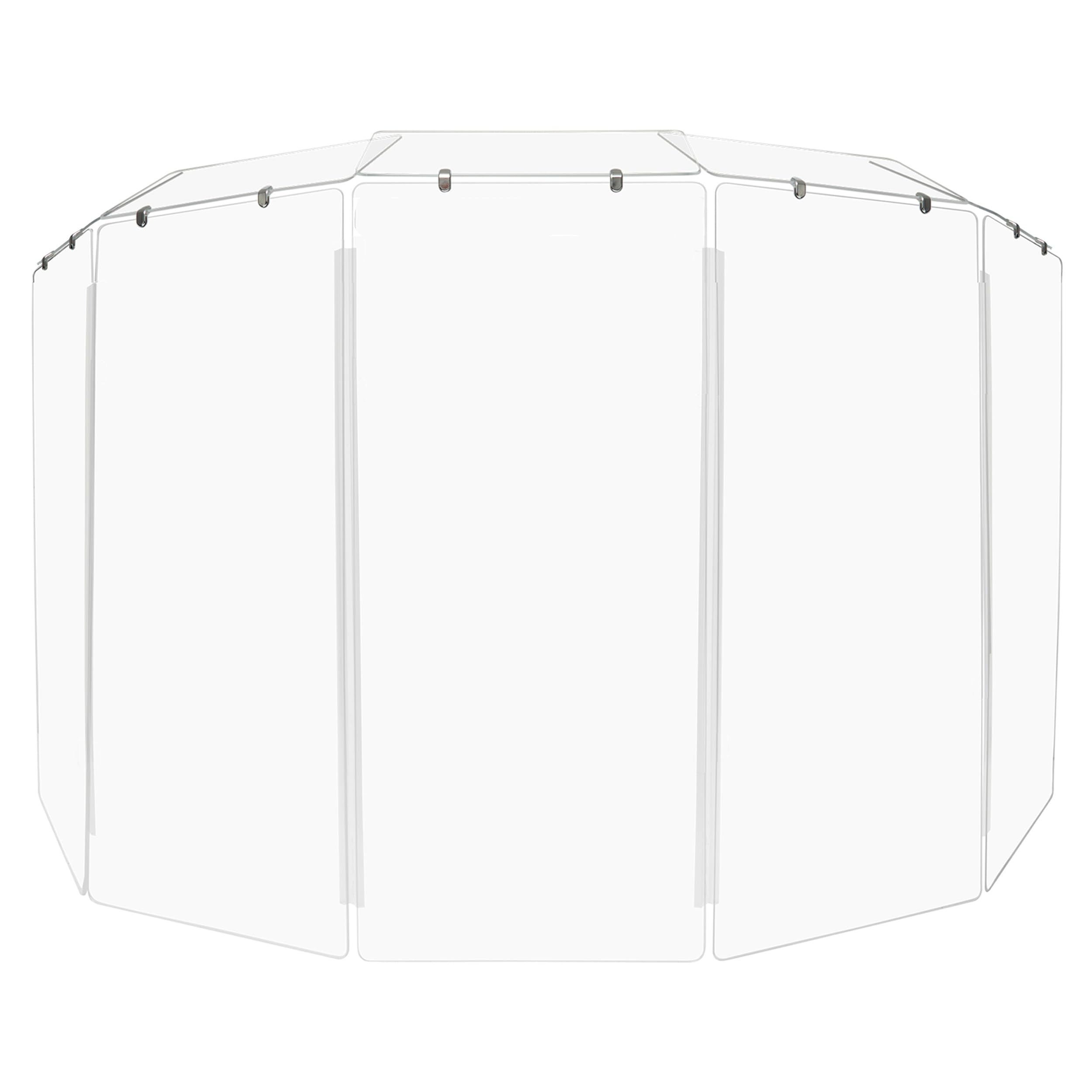 4ft Drum Shield with Deflectors & Plastic Hinges - 5 Clear Acrylic Drum Panels Included | Noise Reduction for Drum Practice, Studio Recording & Live Performances