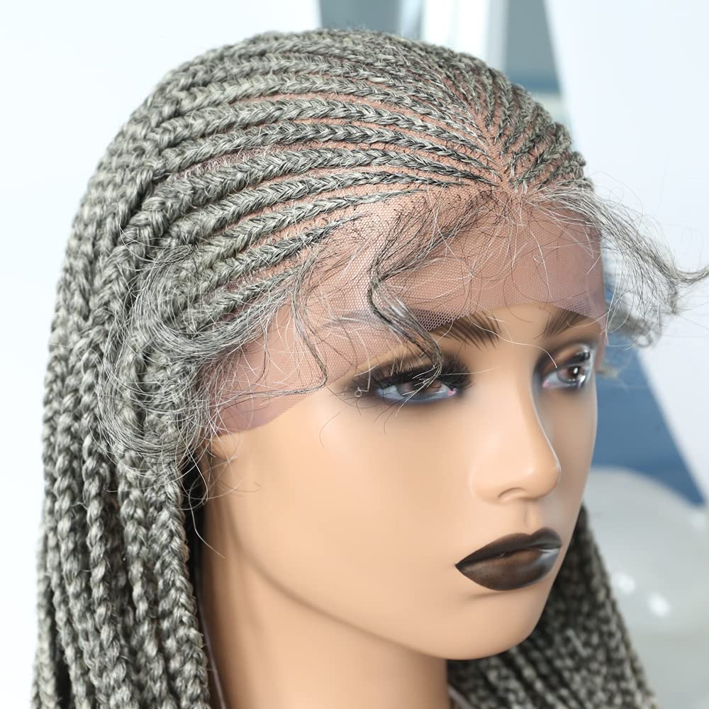 Hand Braided Wig for Black Women - Micro Twist Cornrow Long Lightweight Lace Braids Wig - Synthetic Fiber Swiss Lace Front with Baby Hair - Full Cap (#1B/613T Black Blonde Ombre) - Perfect for Daily Wear, Parties, and Special Occasions