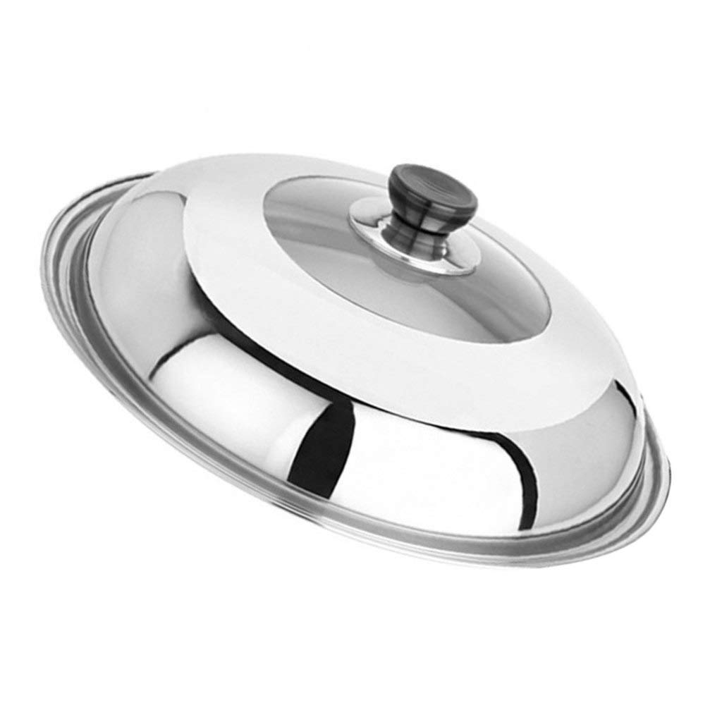 Hemoton 15-Inch Stainless Steel Pot Lid - Universal Replacement Cover for Cookware, Frying Pans & Cast Iron Skillets - Durable Kitchen Supplies for Baking, Cooking & Food Prep (38cm Round)
