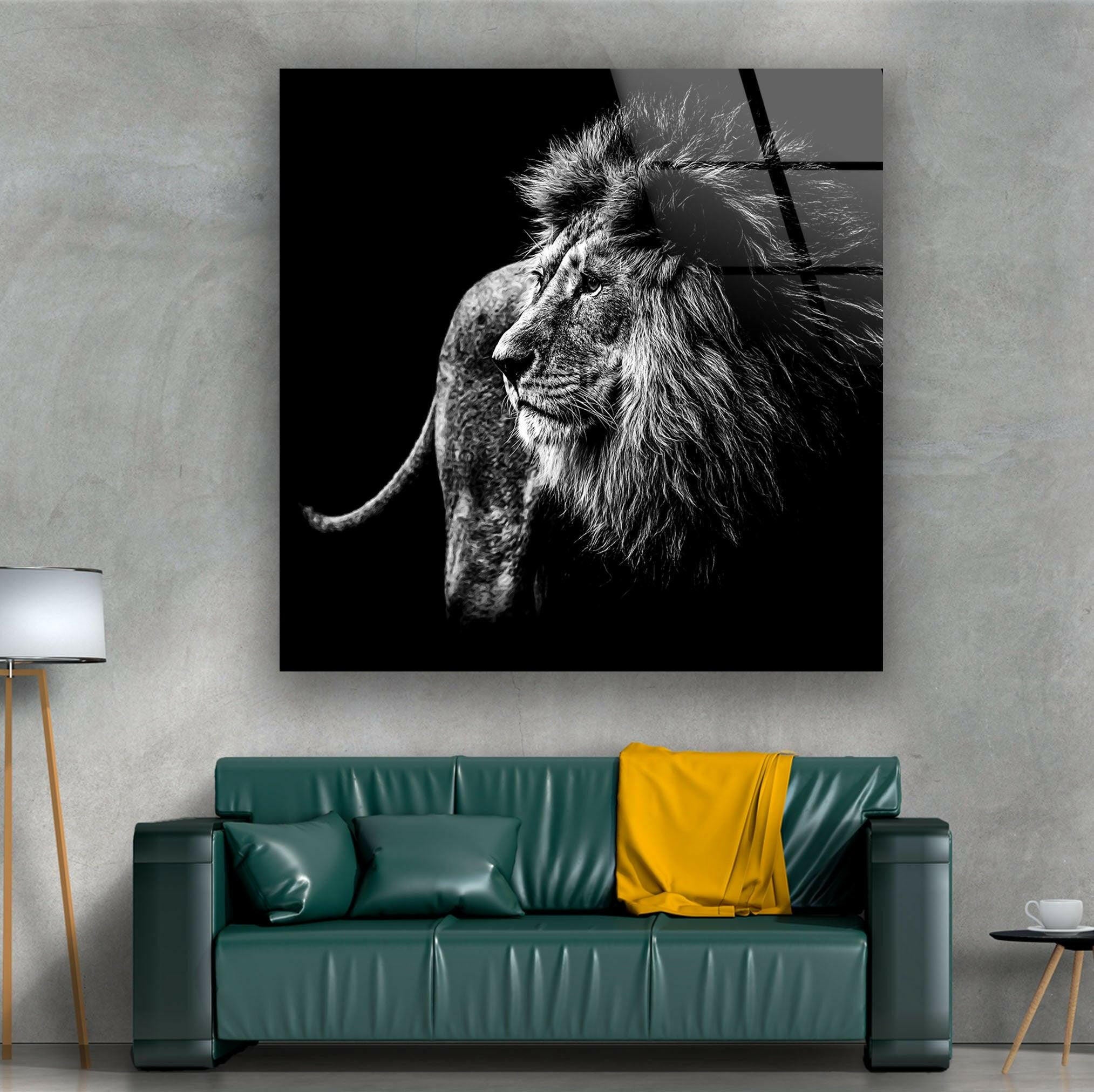 Black and White Wild Animal Glass Wall Art - Elegant Home Decor for Living Room, Bedroom & Office - Perfect for Nature Lovers & Safari Theme Interiors