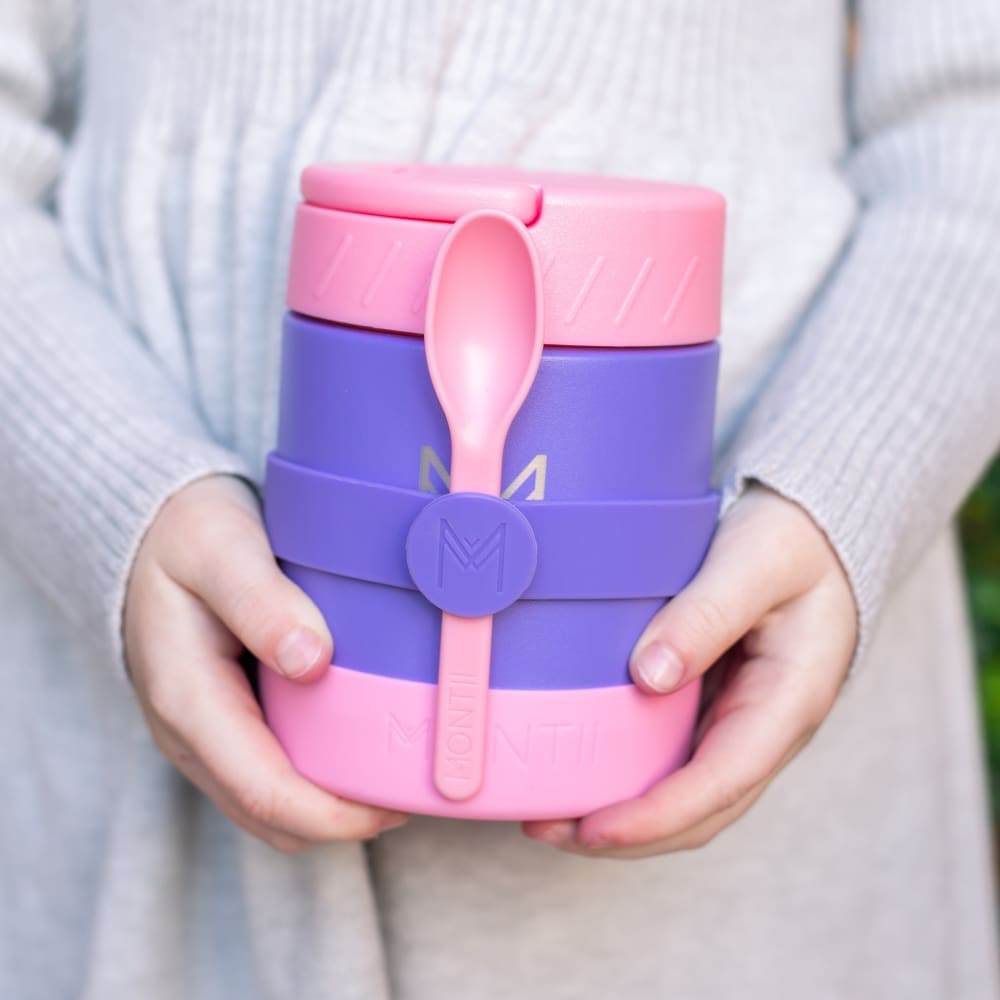 Montii Silicone Cutlery Band - Reusable Baby Utensil Holder for Toddlers & Kids - Non-Slip Grape Design - Perfect for Dining Out, Travel, and Home Use