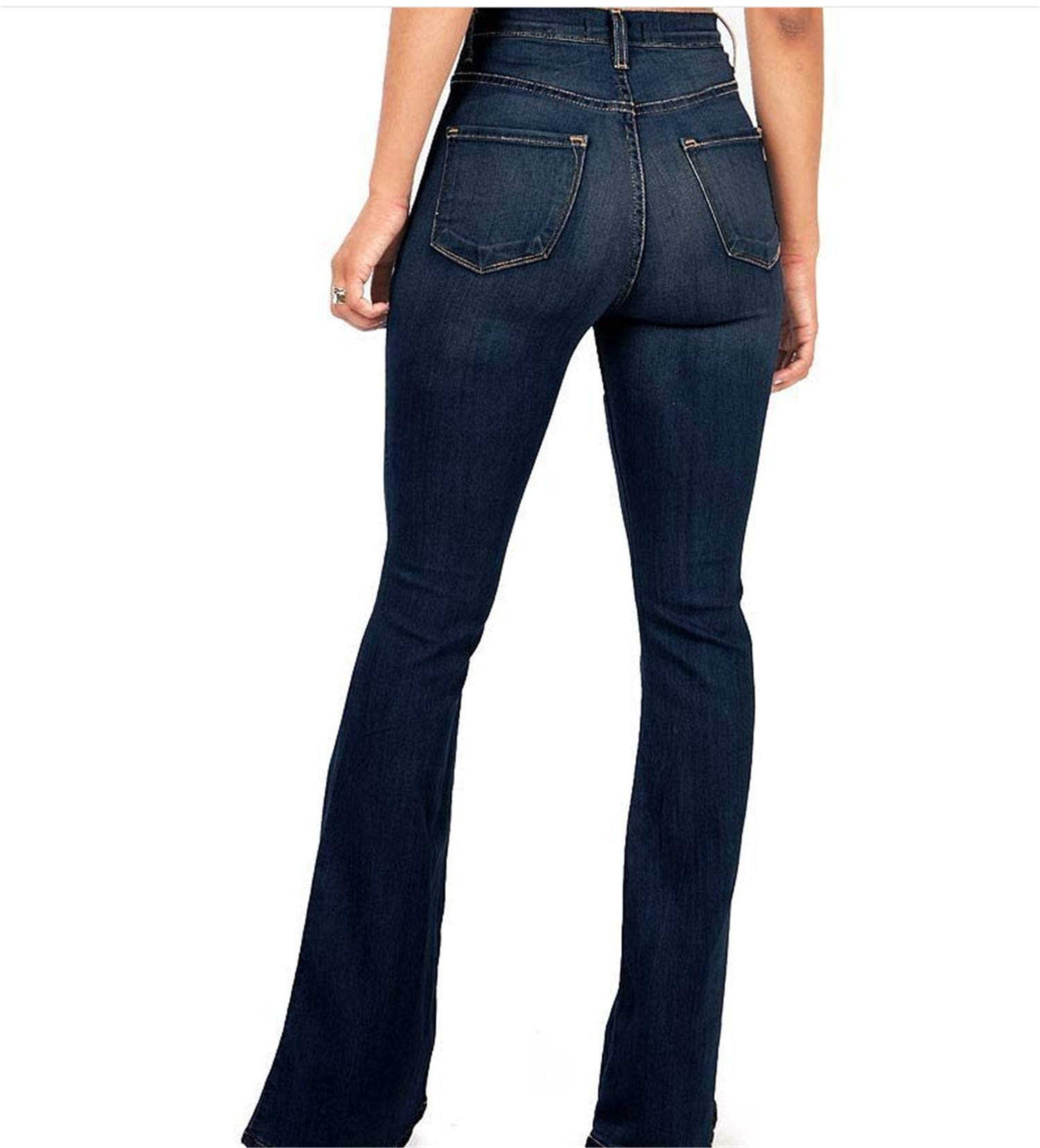 Stylish Women's Stretch Skinny & Bell Bottom Jeans - Elastic Waist Flared Denim Pants with Raw Hem | Perfect for Casual Wear, Night Out, and Fashionable Everyday Outfits