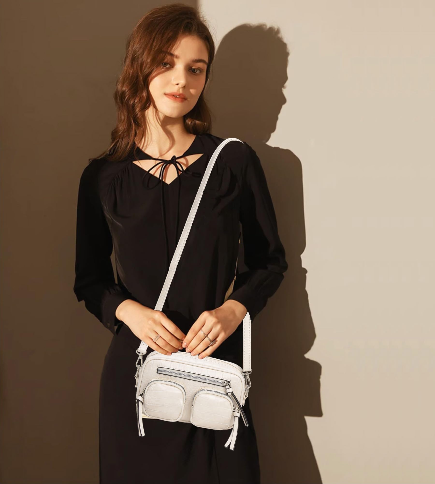 Women's Crocodile Pattern Leather Crossbody Bag with Removable Strap - Perfect for Travel & Daily Use