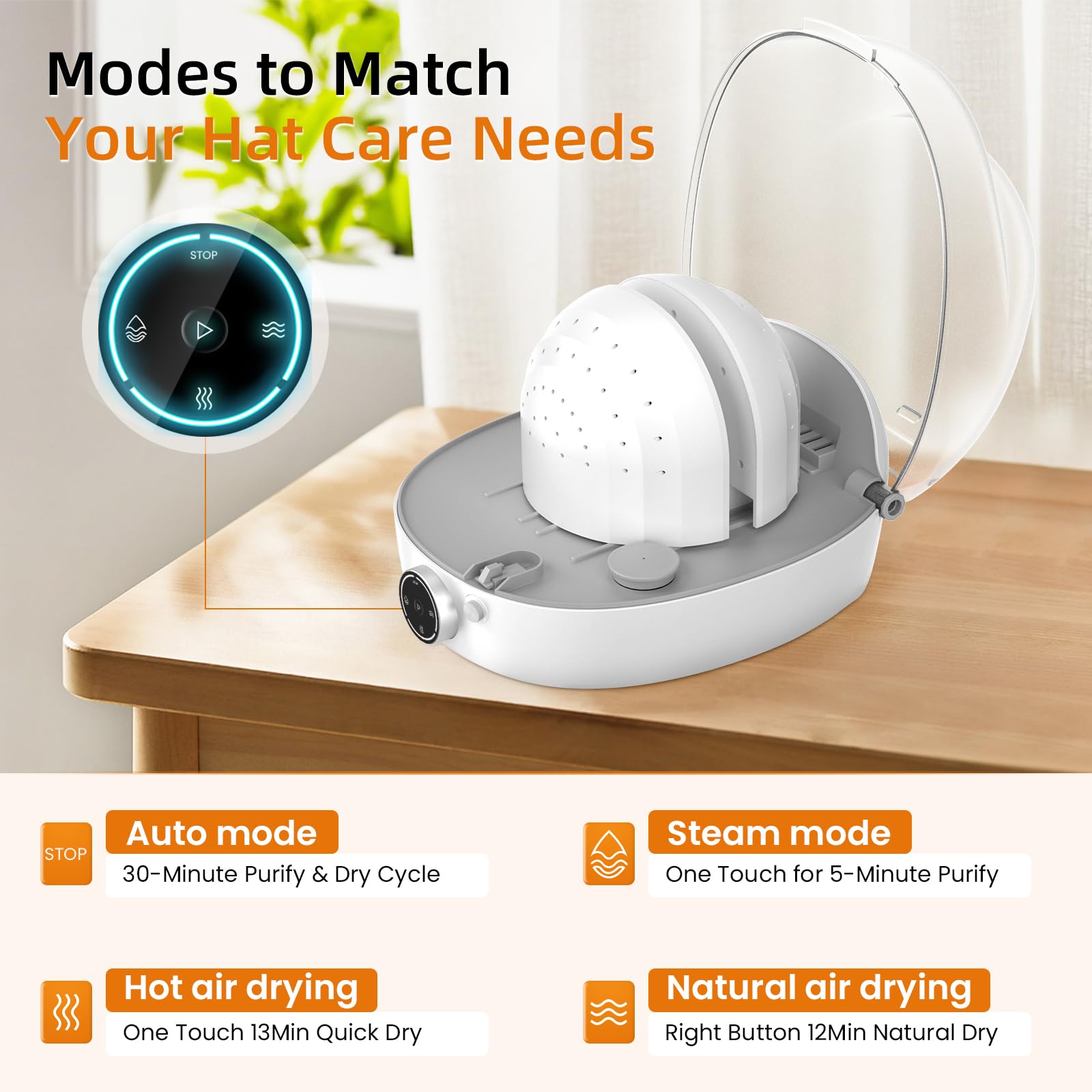 Arien Automatic Hat Shaper & Cleaner Machine - Steam Cleaning, Ironing & Drying for Baseball Caps, Bucket Hats - Restores Misshapen Hats - Perfect for Home, Travel & Hat Care Businesses