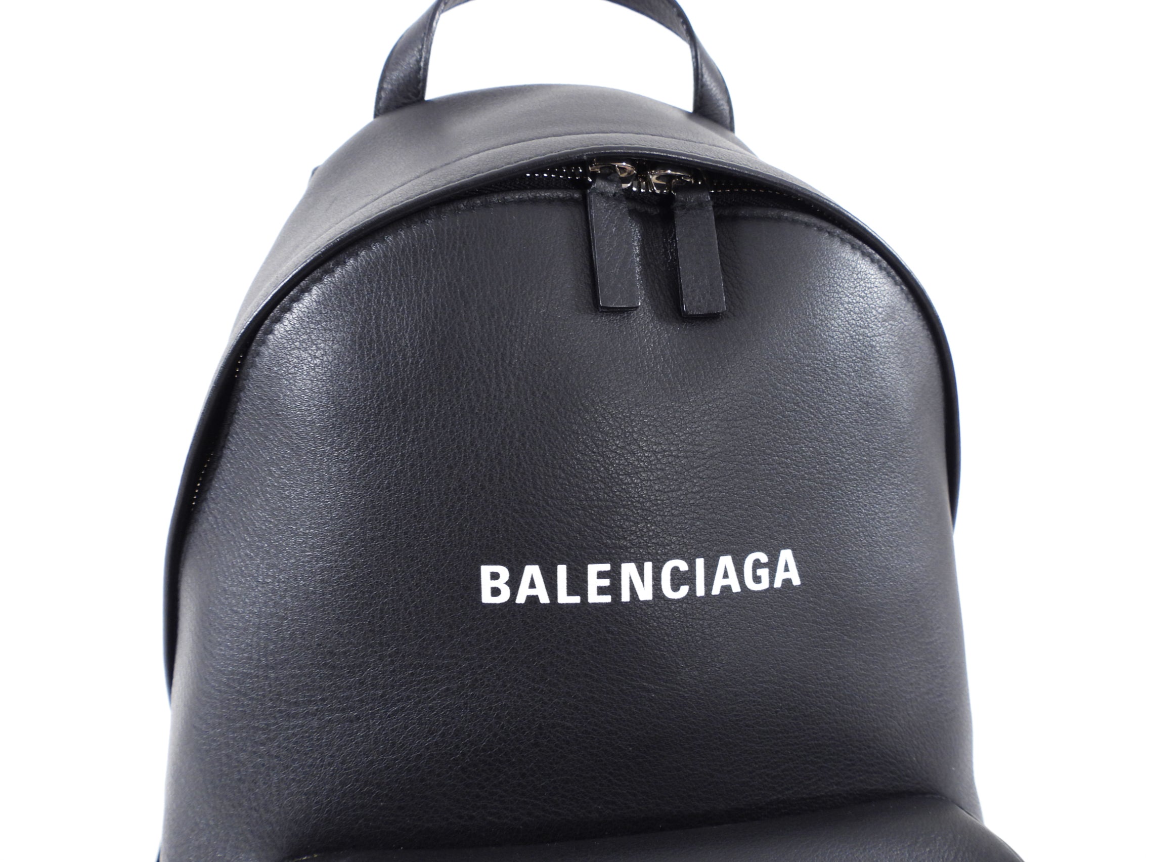 Balenciaga Everyday Black Logo Leather Small Backpack for Women - Stylish & Compact Designer Bag for Travel, Work & Daily Use