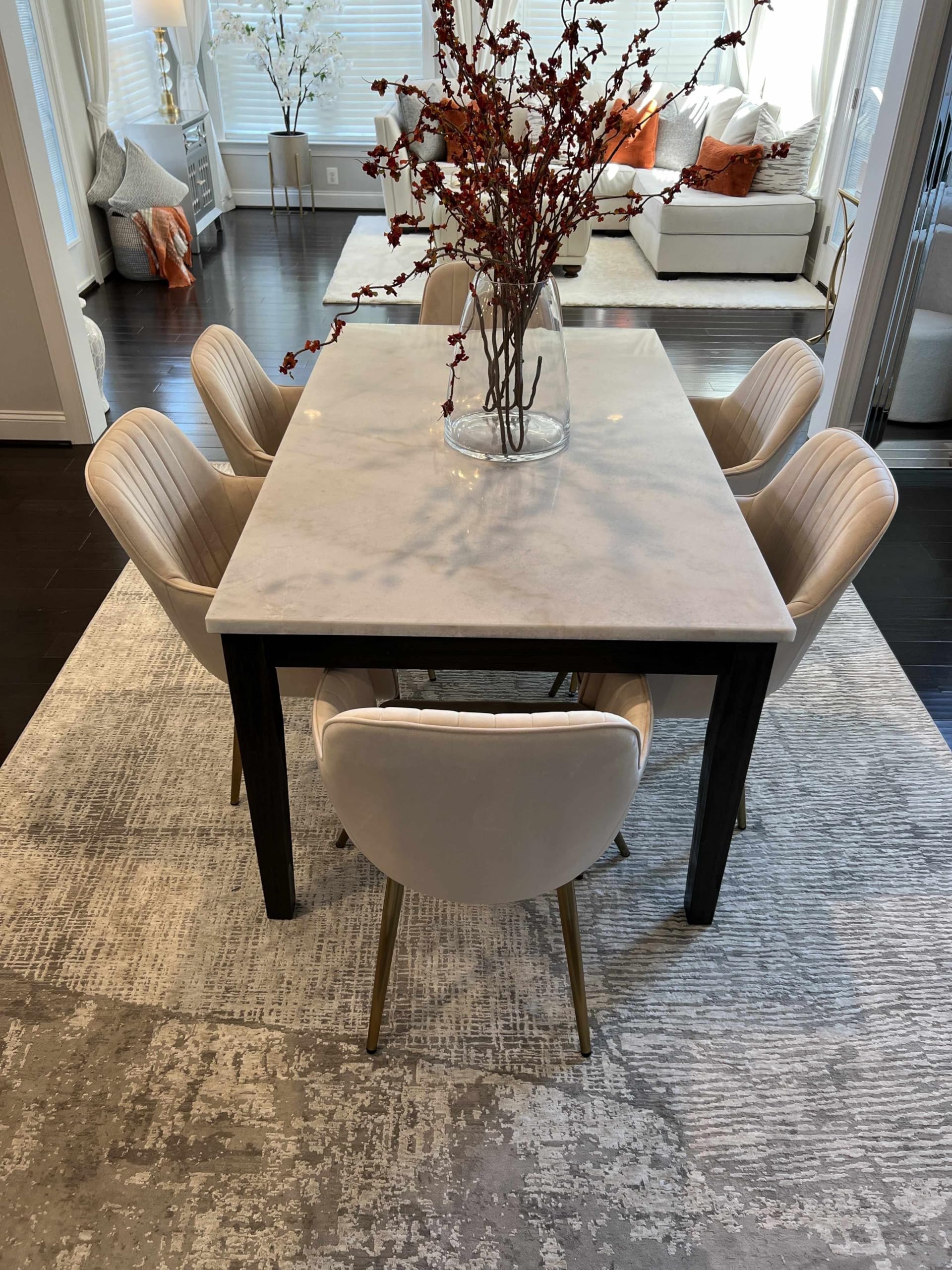 Modern Hauteloom Leeco Area Rug for Living Room & Bedroom - Soft Gray Ivory 7'10