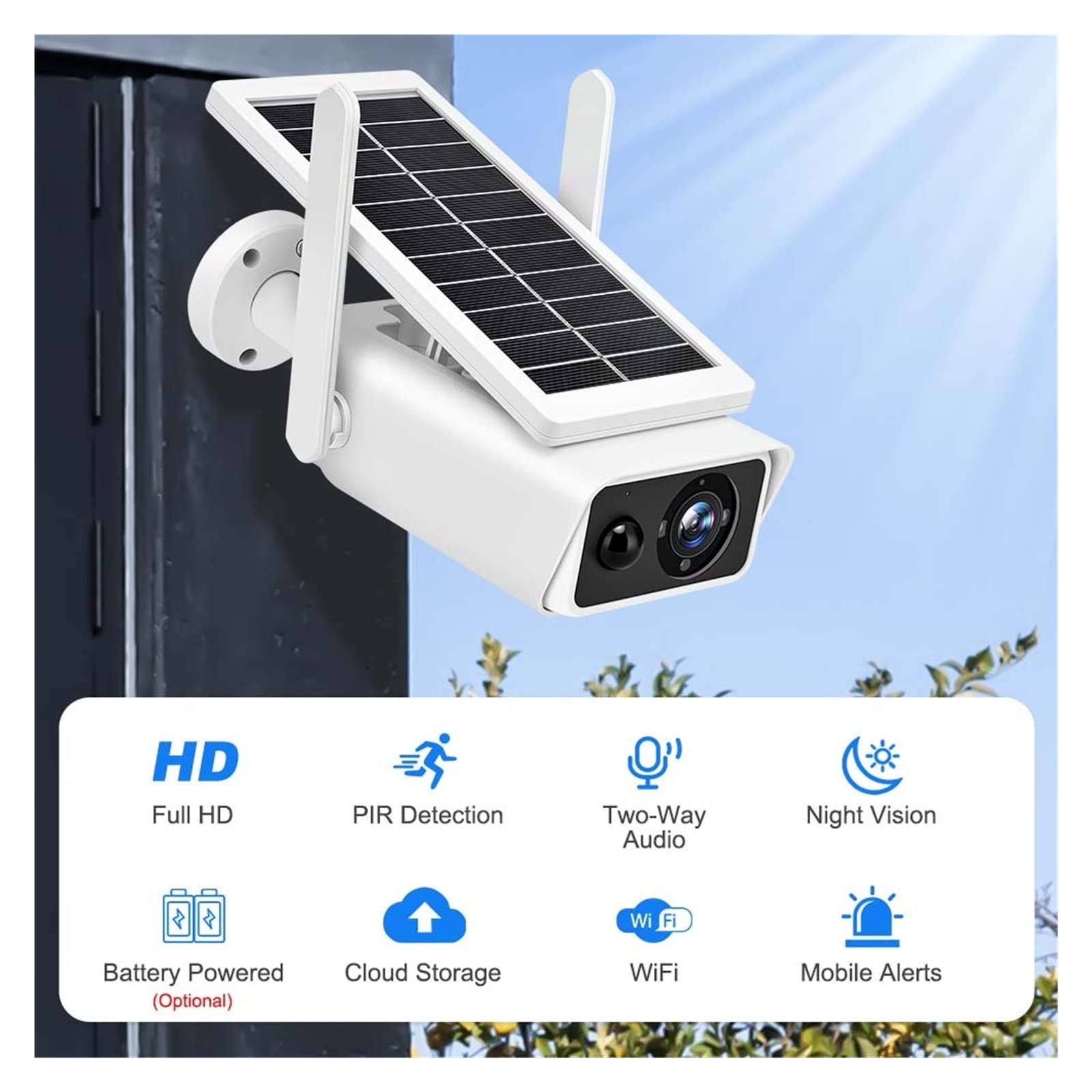 SilteD 4MP Solar Security Camera Outdoor - Wireless WiFi IP Surveillance Camera with PIR Human Detection, Rechargeable Battery - Perfect for Home Security, Backyard Monitoring & Weatherproof Outdoor Protection