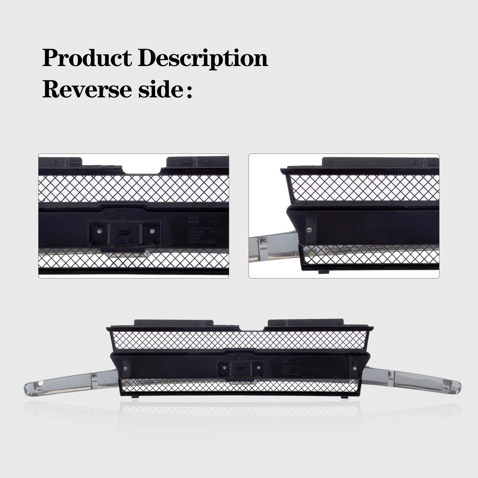 Black Mesh Front Grille Grill Assembly with Chrome Outer Bar Molding for 2002-2005 Chevrolet Trailblazer | GM1200477 10358128 Replacement | Off-Road & Custom Car Upgrade