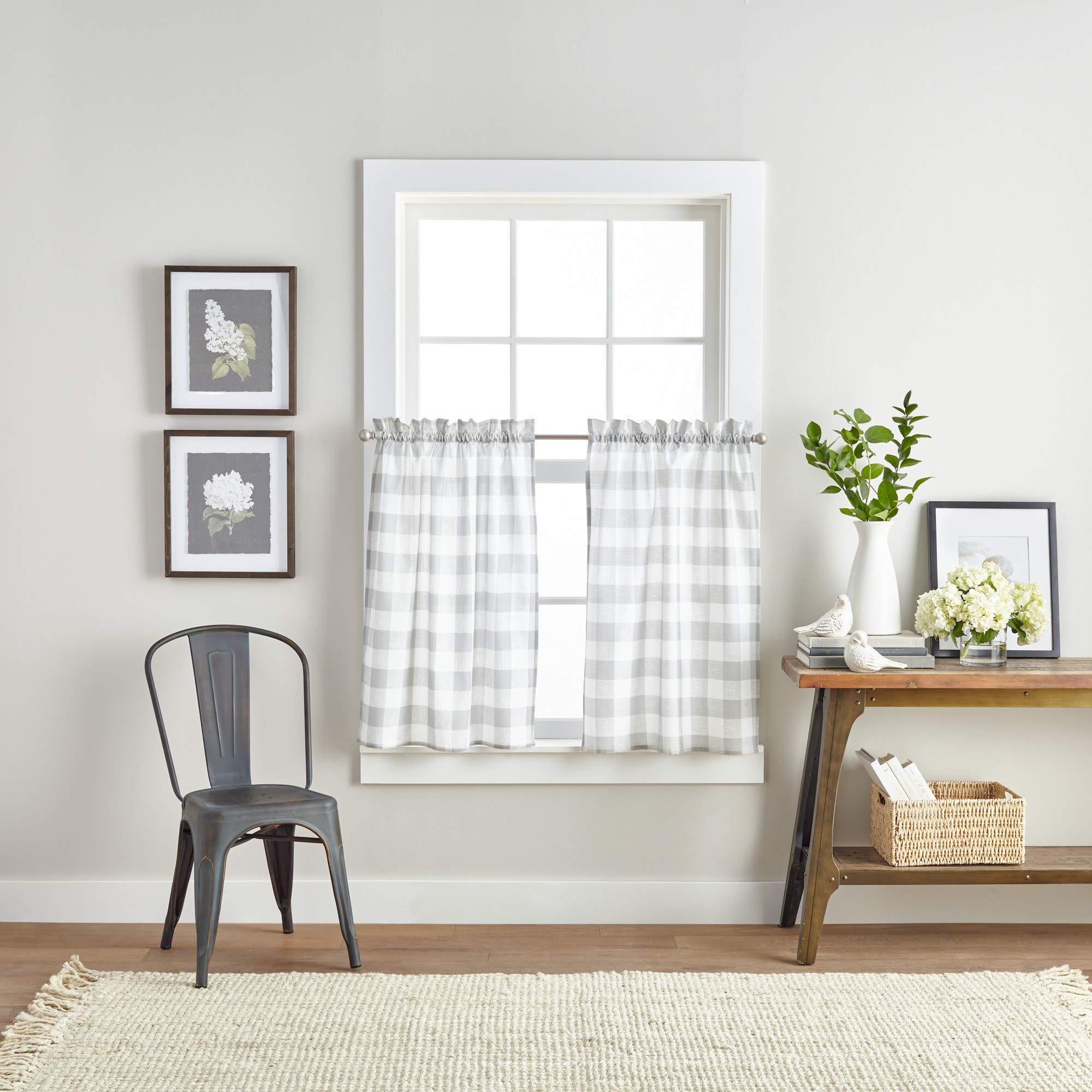 Curtainworks Country Modern Rustic Farmhouse Buffalo Check Kitchen Curtains - 36