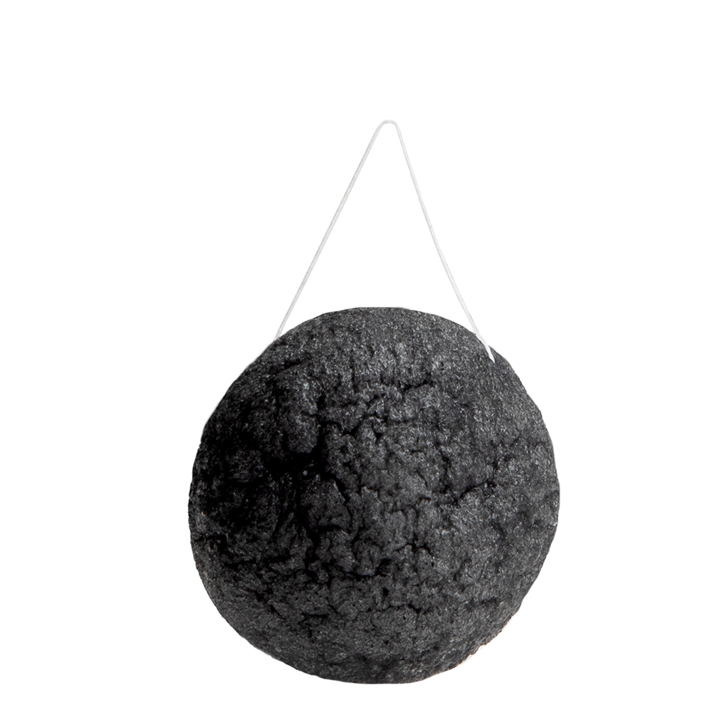 Konjac Kare Bamboo Charcoal Sponge - Natural Exfoliating Facial & Body Scrubber for Deep Cleansing | Perfect for Daily Skincare Routine & Makeup Removal