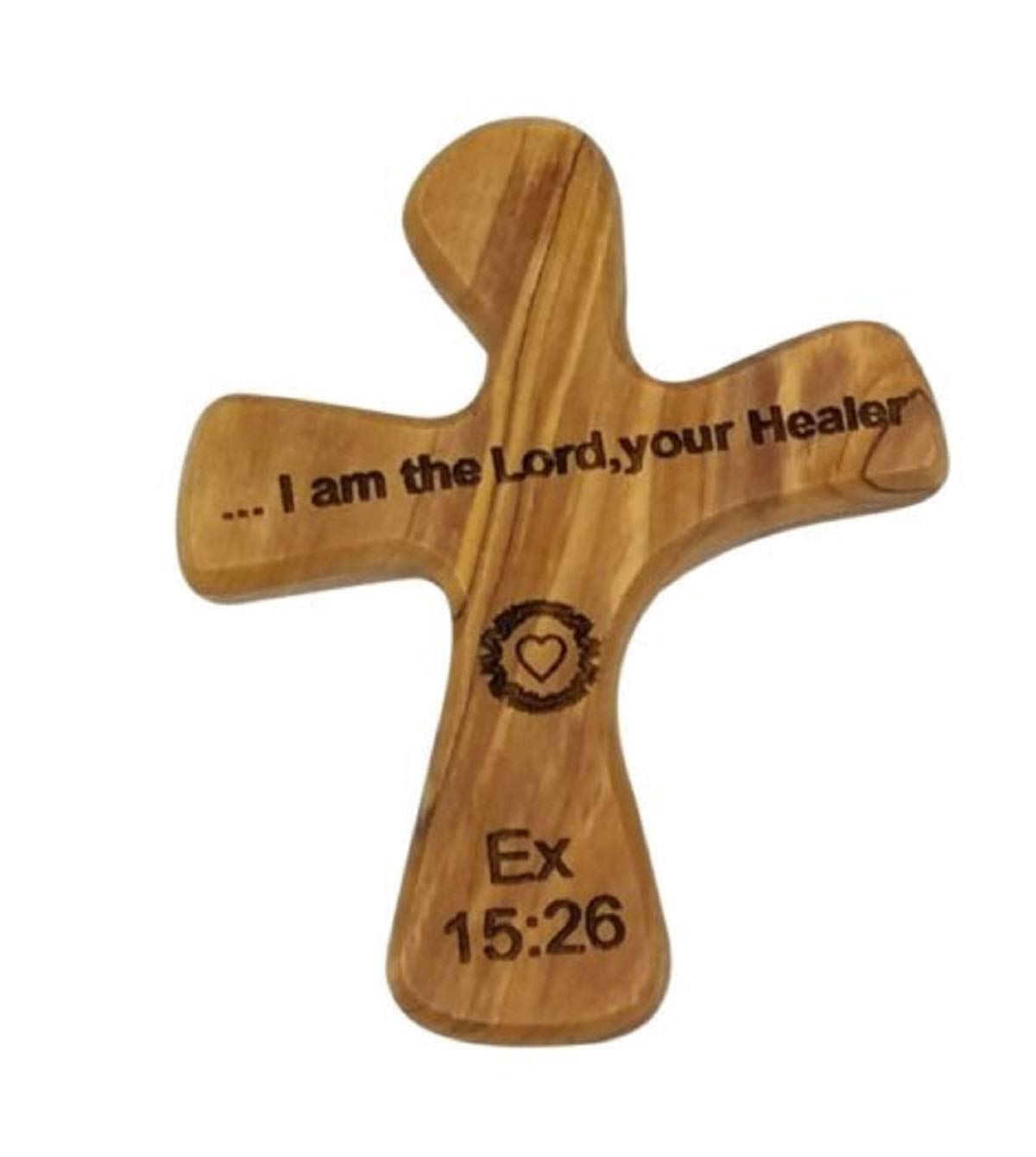 Handheld Olive Wood Prayer Cross - Bethlehem Gifts for Worship & Meditation