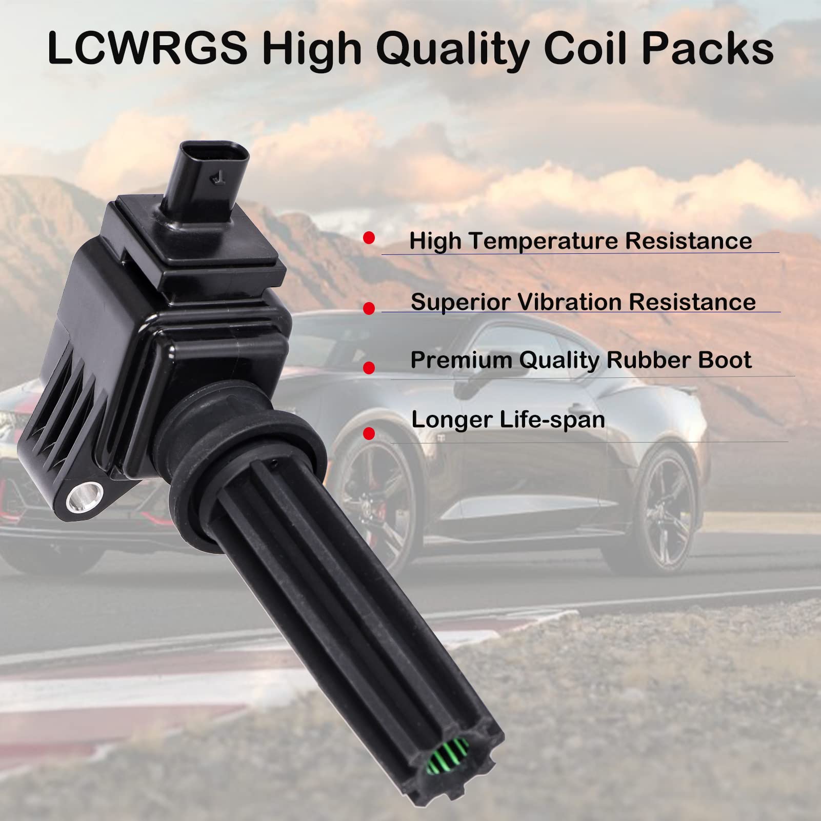 4-Pack Ignition Coil Set Compatible with 2.0L L4 Ford Focus/Escape/Fusion/Edge & Lincoln MKC/MKZ 2012-2019 - OE# C1816 UF670 DG546 - Perfect for Engine Tune-Up & Performance Enhancement