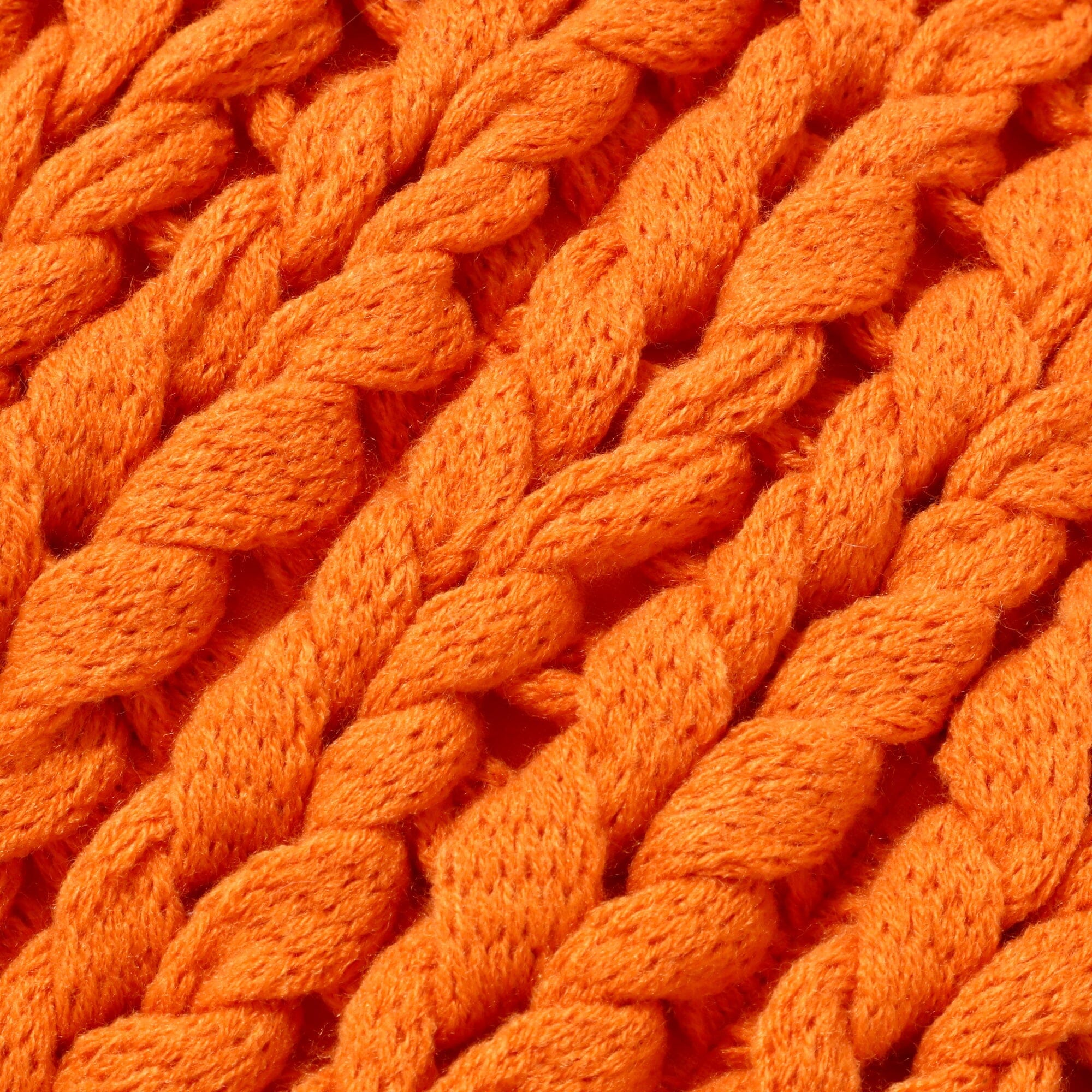 Chunky Knit Cushion Cover 45x45cm Orange - Soft Handmade Boho Pillow Case for Sofa, Bed, Living Room Decor