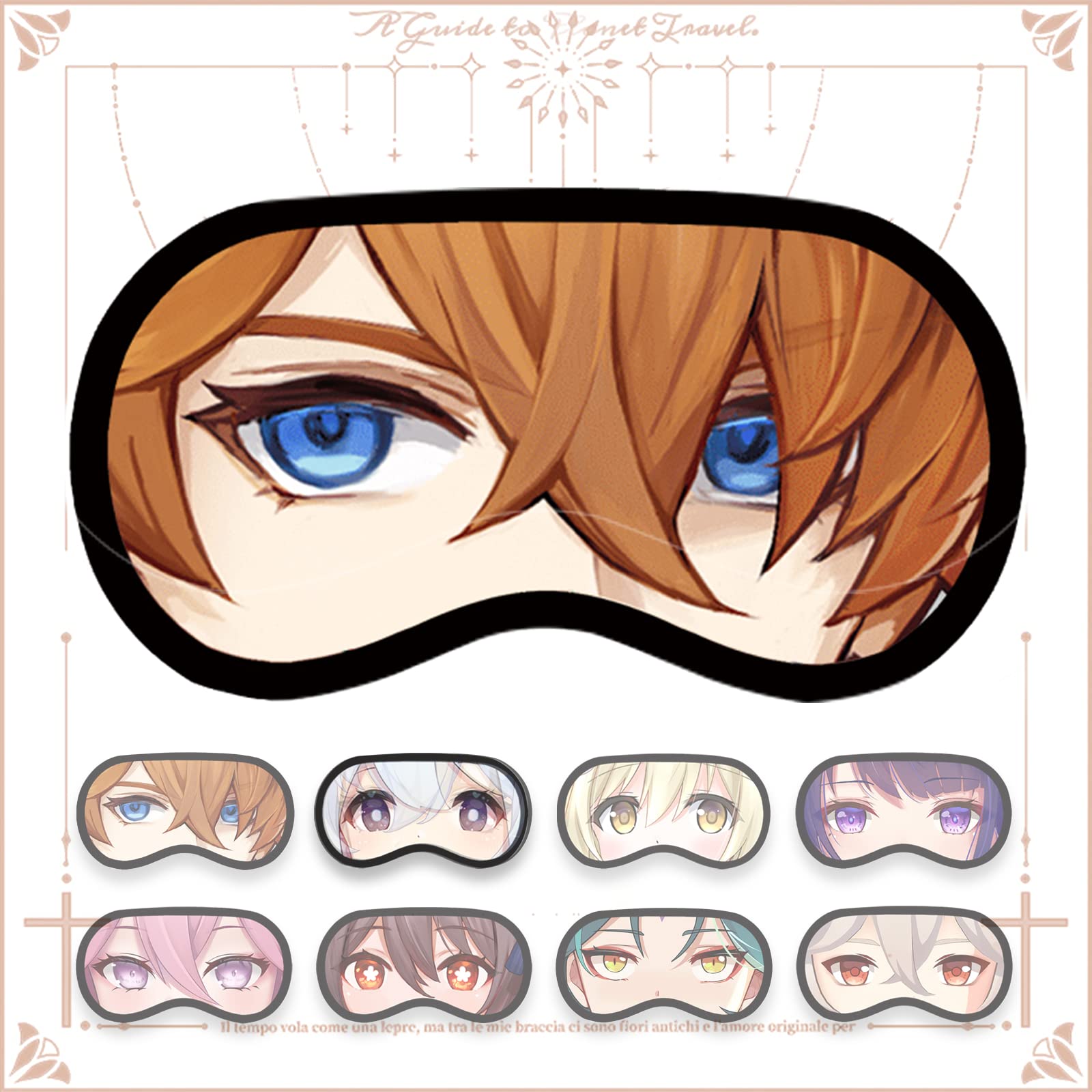 Genshin Impact Anime Eye Mask with Ice Pack - Adjustable Strap, Breathable Sleeping Mask for Travel & Relaxation - Perfect for Gaming Fans, Cosplay & Stress Relief