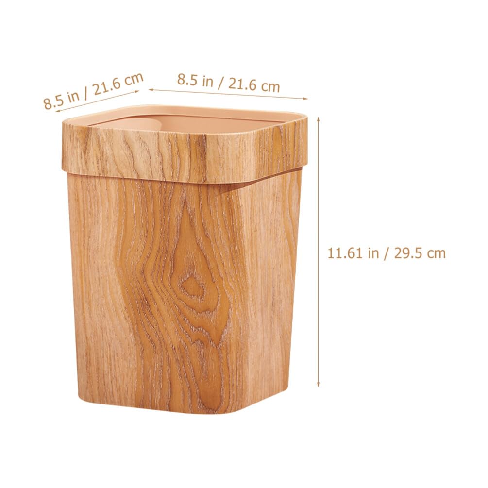 Eco-Friendly Wood Grain Trash Bin - Small Wastebasket for Office, Bathroom & Bedroom | Cabilock Garbage Can with Toilet Paper Holder | Durable Dustbin for Home & Office Use