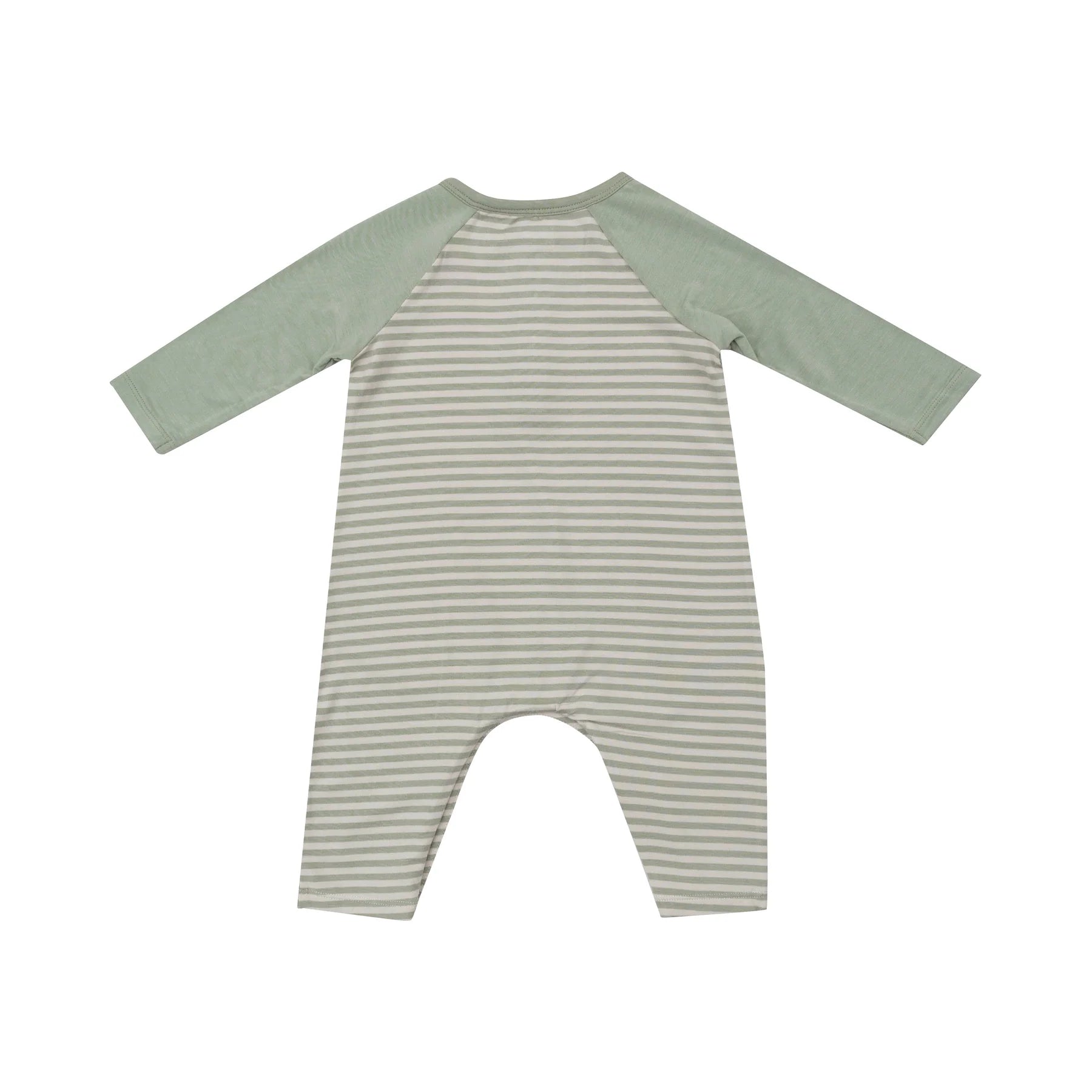 Long Sleeve Raglan Henley Romper for Women | Desert Sage Stripe Casual Outfit | Perfect for Fall Fashion, Weekend Outings and Maternity Wear