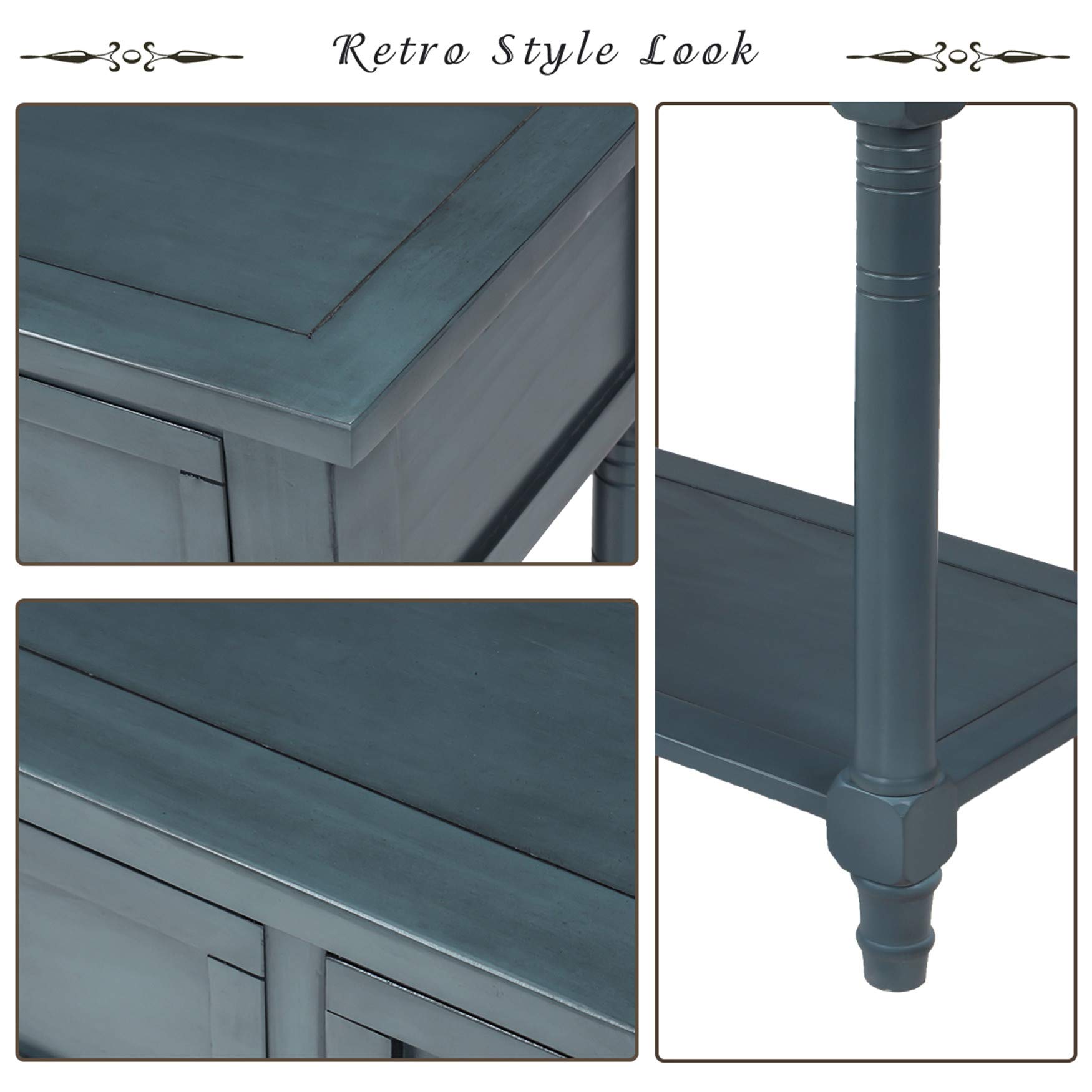 Narrow Navy Console Table with Drawers - Small Entryway Table, Sofa Side Table for Hallway, Living Room & Bedroom - Perfect for Storage and Decor