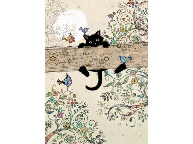 Bug Art Greeting Card with Branch Kitty Design - Perfect for Birthdays, Thank You Notes & Special Occasions