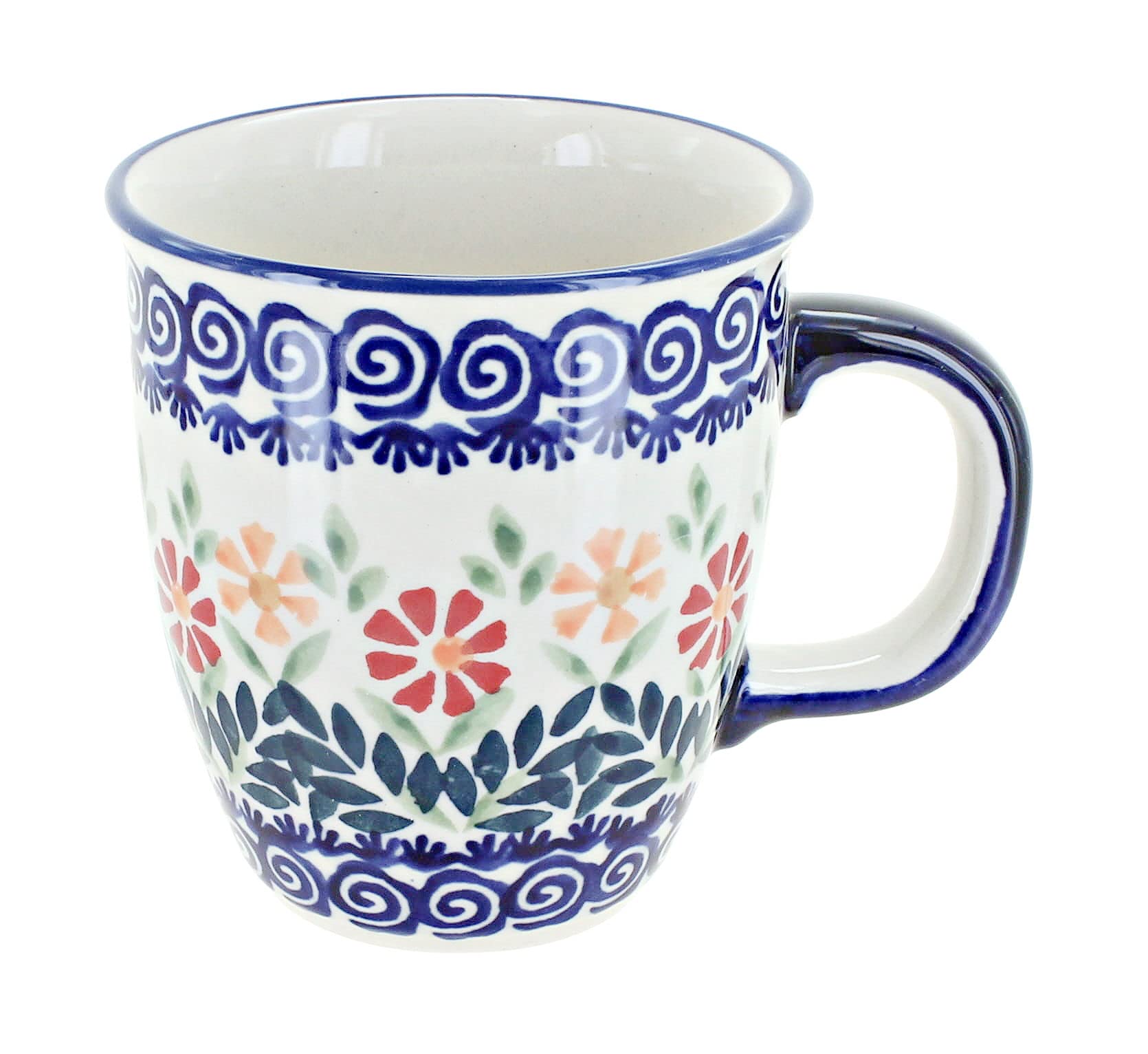 Handmade Blue Rose Polish Pottery Coffee Mug - Elegant Floral Garden Design for Tea, Coffee & Hot Beverages - Perfect Gift for Home, Office & Garden Lovers