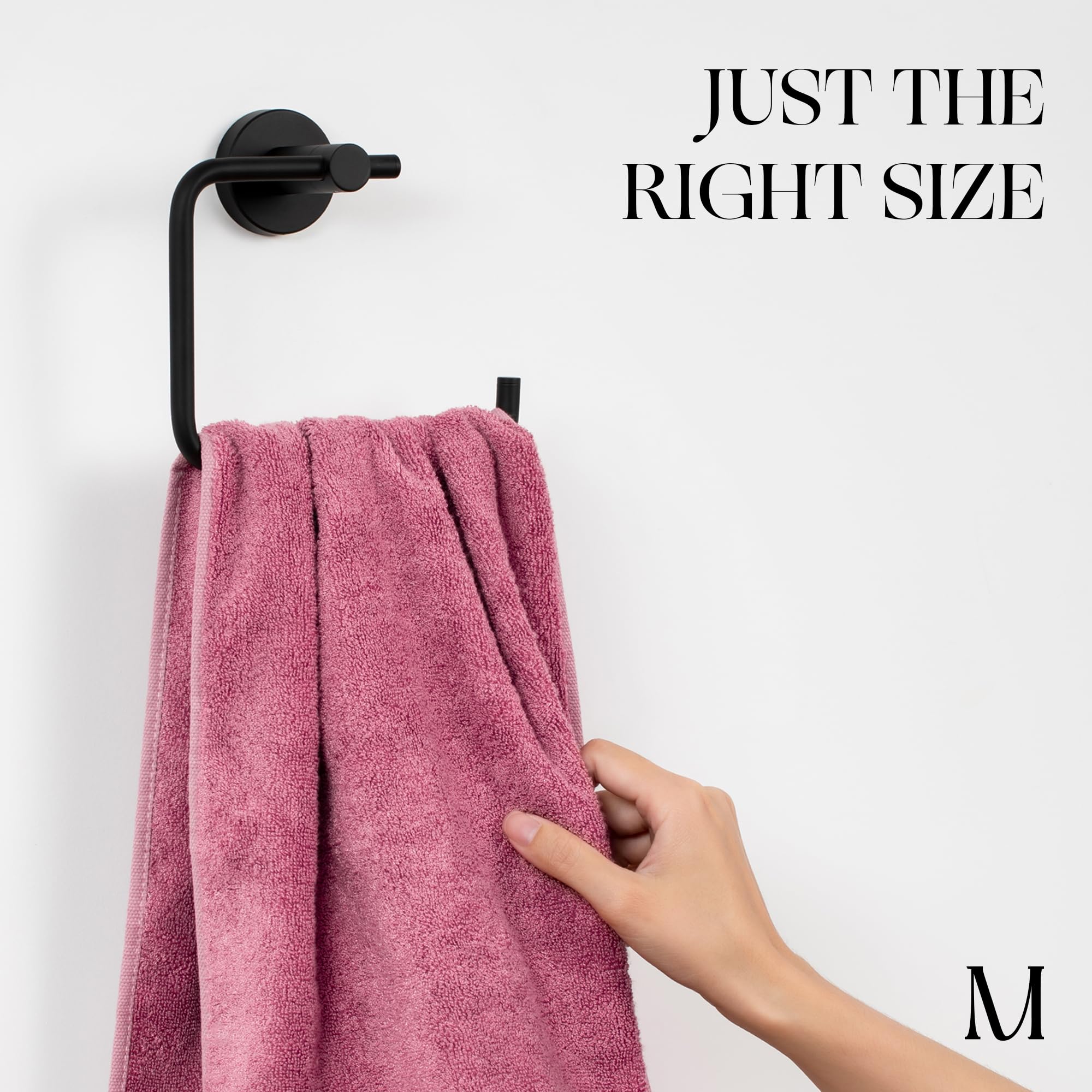 Marmolux Acc Matte Black Hand Towel Holder - Stainless Steel Kitchen & Bathroom Towel Rack - Modern Durable Design for Home, Hotel, Spa, and Office Use