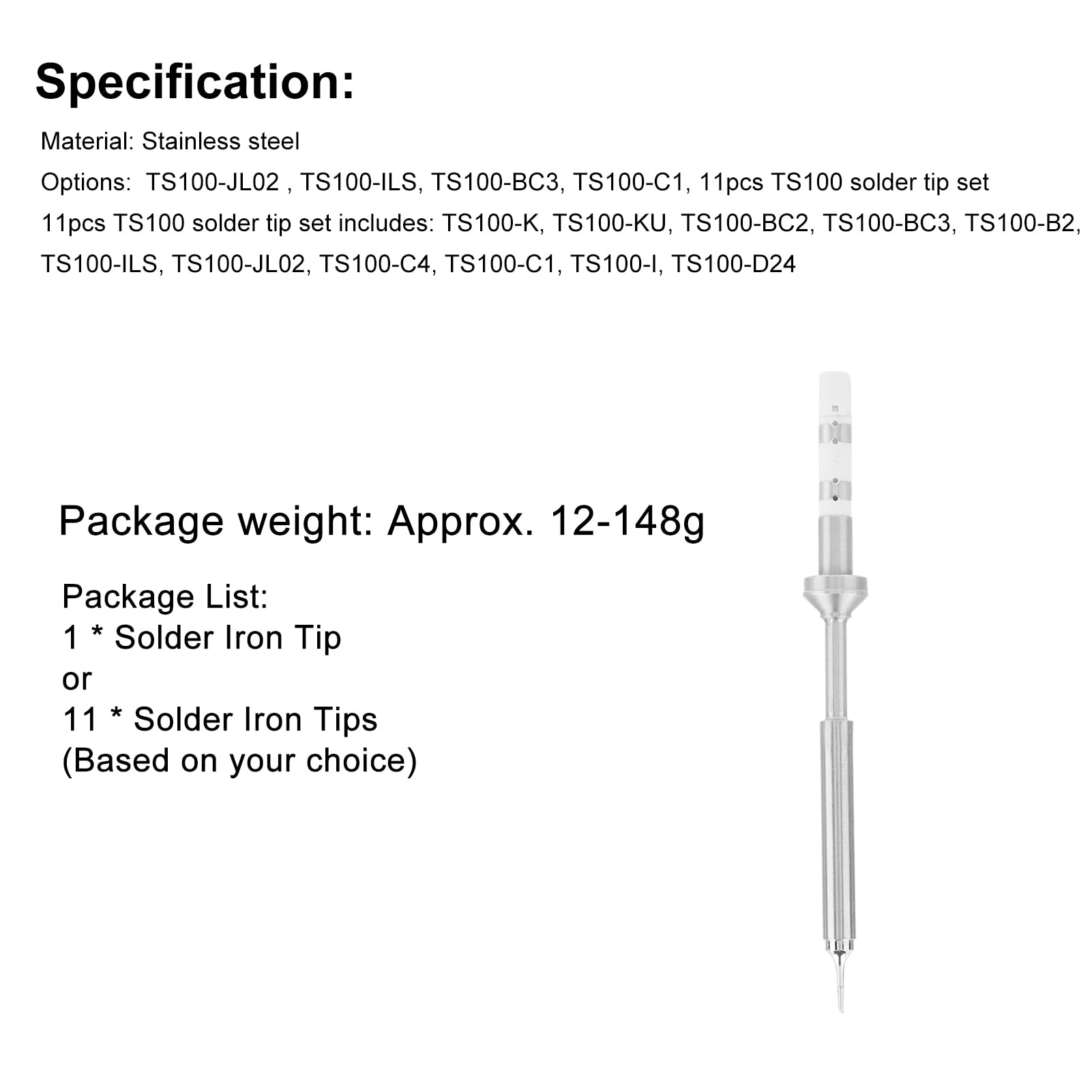 Walfront Pinecil TS100 Soldering Iron Tips - Compatible with Mini Portable Soldering Stations, Easy Installation (TS100-C1) - Perfect for Electronics Repair, DIY Projects & PCB Work
