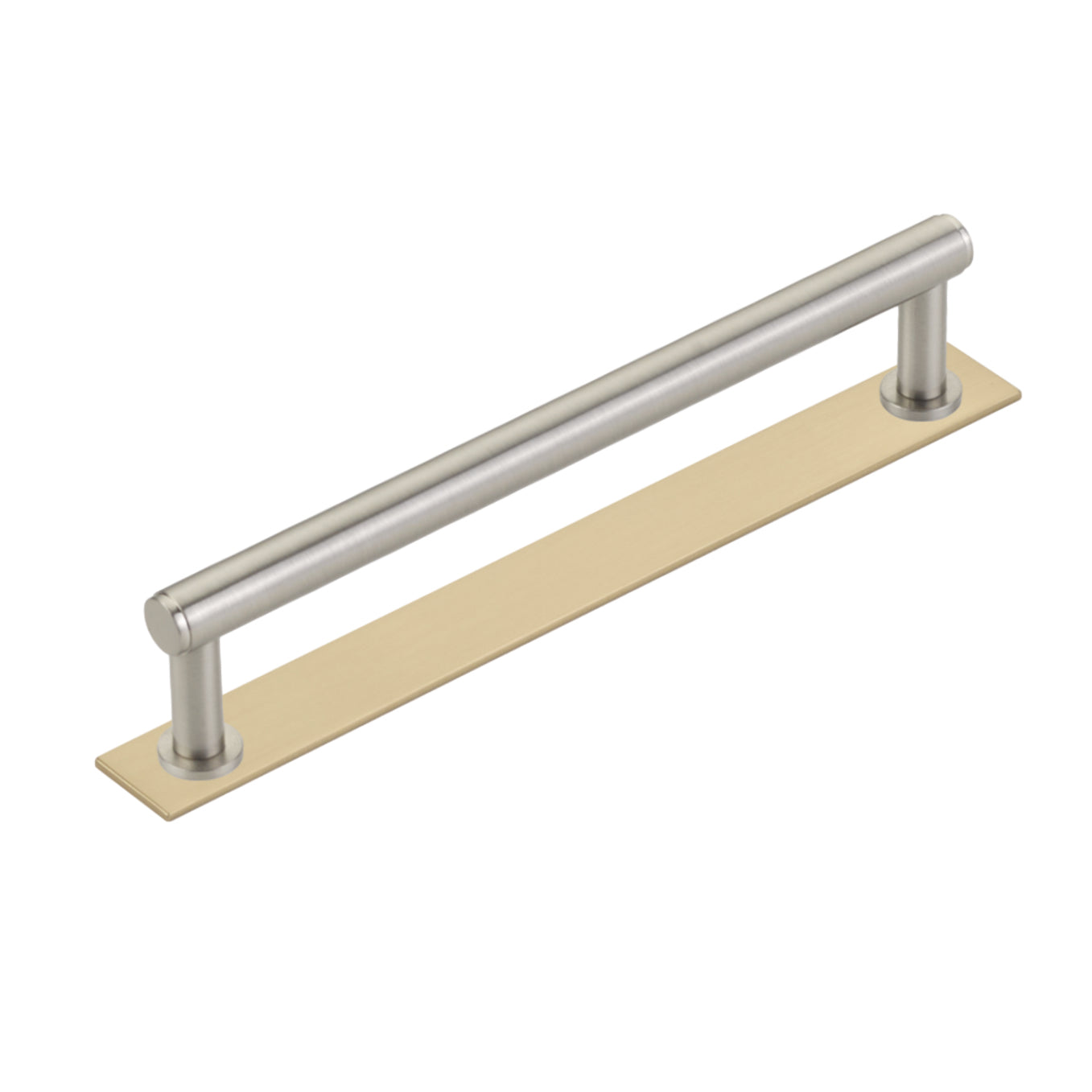 Dual Finish Maison No. 2 Smooth Champagne Bronze and Brushed Nickel Drawer Pulls and Cabinet Knobs with Backplate - Elegant Hardware for Kitchen Cabinets, Dressers & Furniture Upgrade