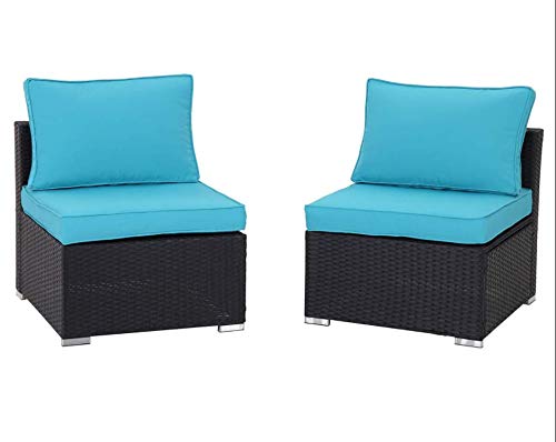 PROHIKER 2-Piece PE Rattan Wicker Patio Furniture Set with Cushions - Outdoor Sectional Conversation Sofa Set (2 Single Sofas) for Garden, Poolside & Backyard Relaxation