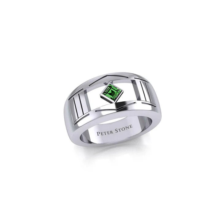 Sterling Silver Modern Ring with Inlaid NA Recovery Symbol - Elegant Jewelry for 12 Step Program, Sobriety Gifts & Addiction Recovery Support (TRI2437)