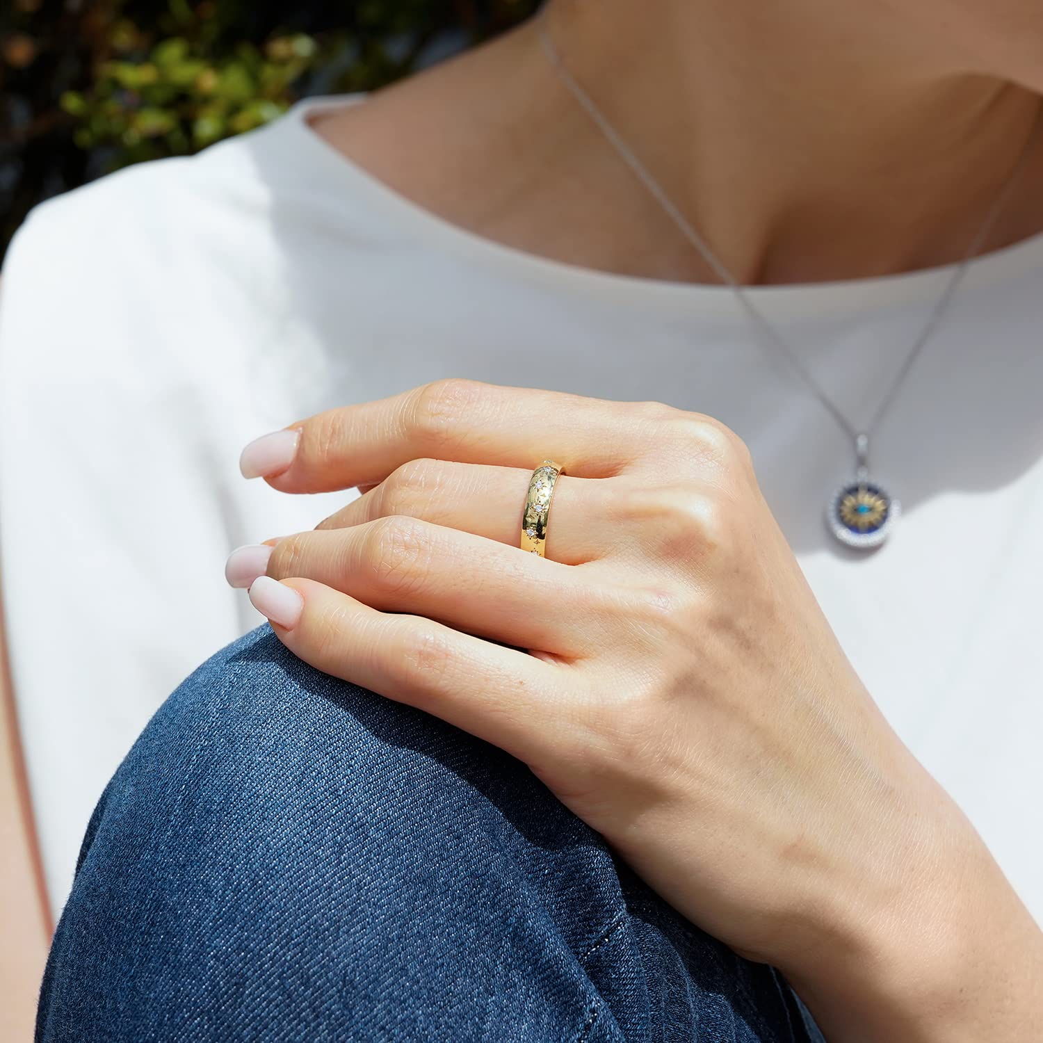 Jewelili Hallmark 14K Yellow Gold Eternity Band Ring for Women with Natural White Round Diamonds | Fine Jewelry Gift Set with Box | Perfect for Anniversaries, Weddings & Special Occasions