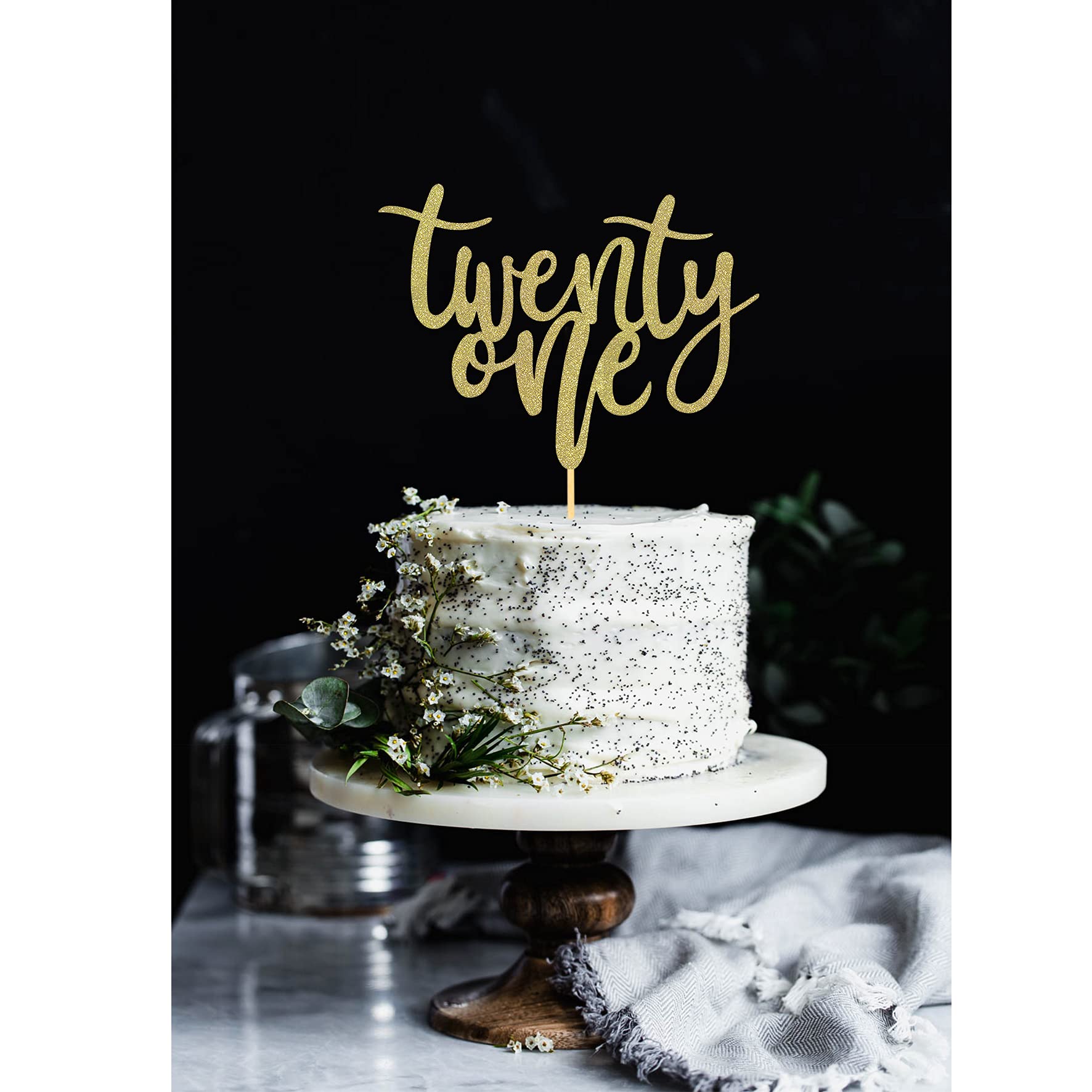 21st Birthday Cake Topper - Gold Glitter 21 Cake Decorations for Happy Birthday & Wedding Anniversary Parties (6.5 Inch) - Perfect for Milestone Celebrations, Sweet 16, Graduation & Special Occasions