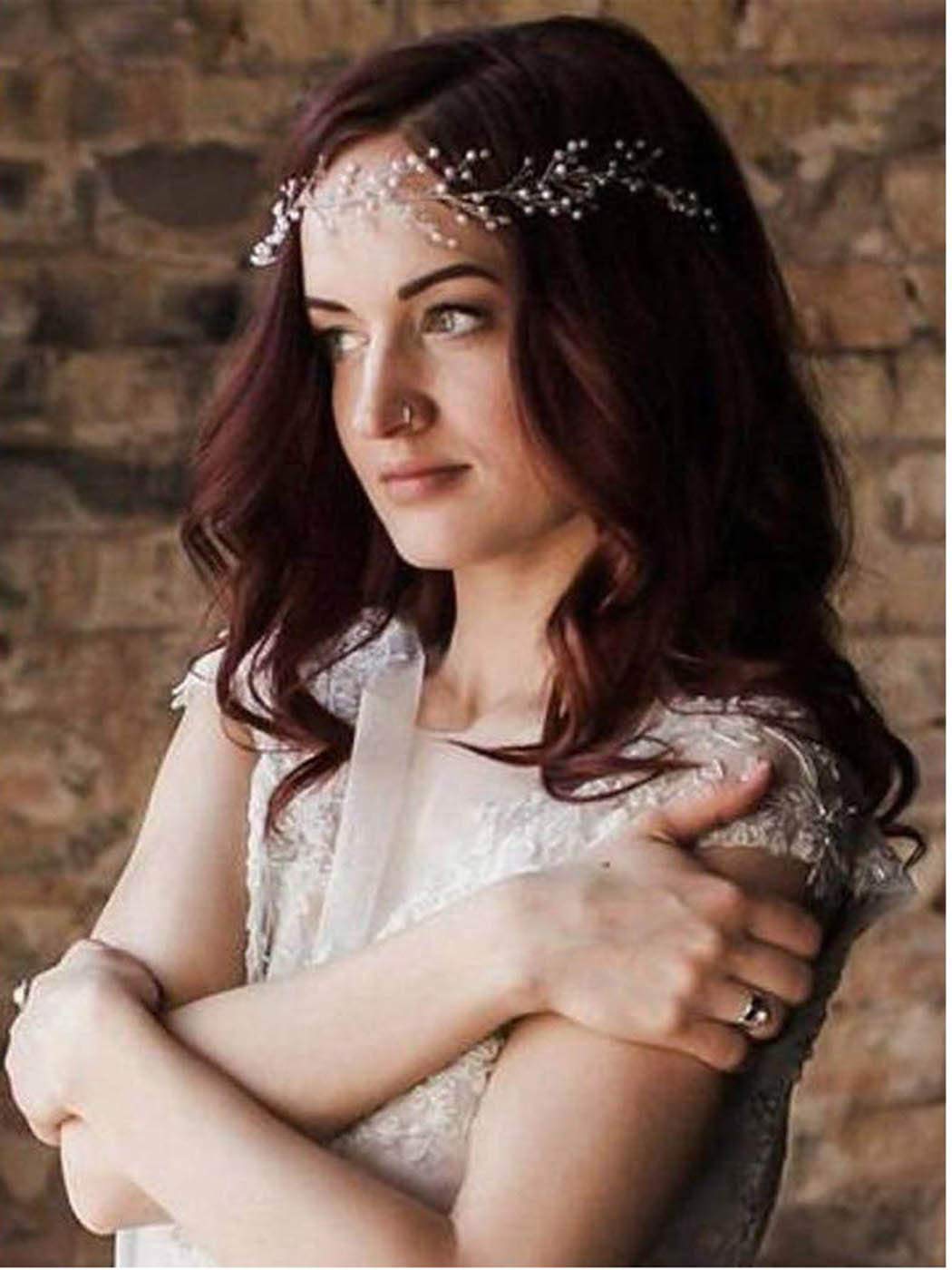 Brishow Silver Crystal Wedding Hair Vine – Bridal Pearl Headpiece with Rhinestones, Elegant Headband for Women & Girls | Perfect for Bridal Showers, Weddings & Special Occasions