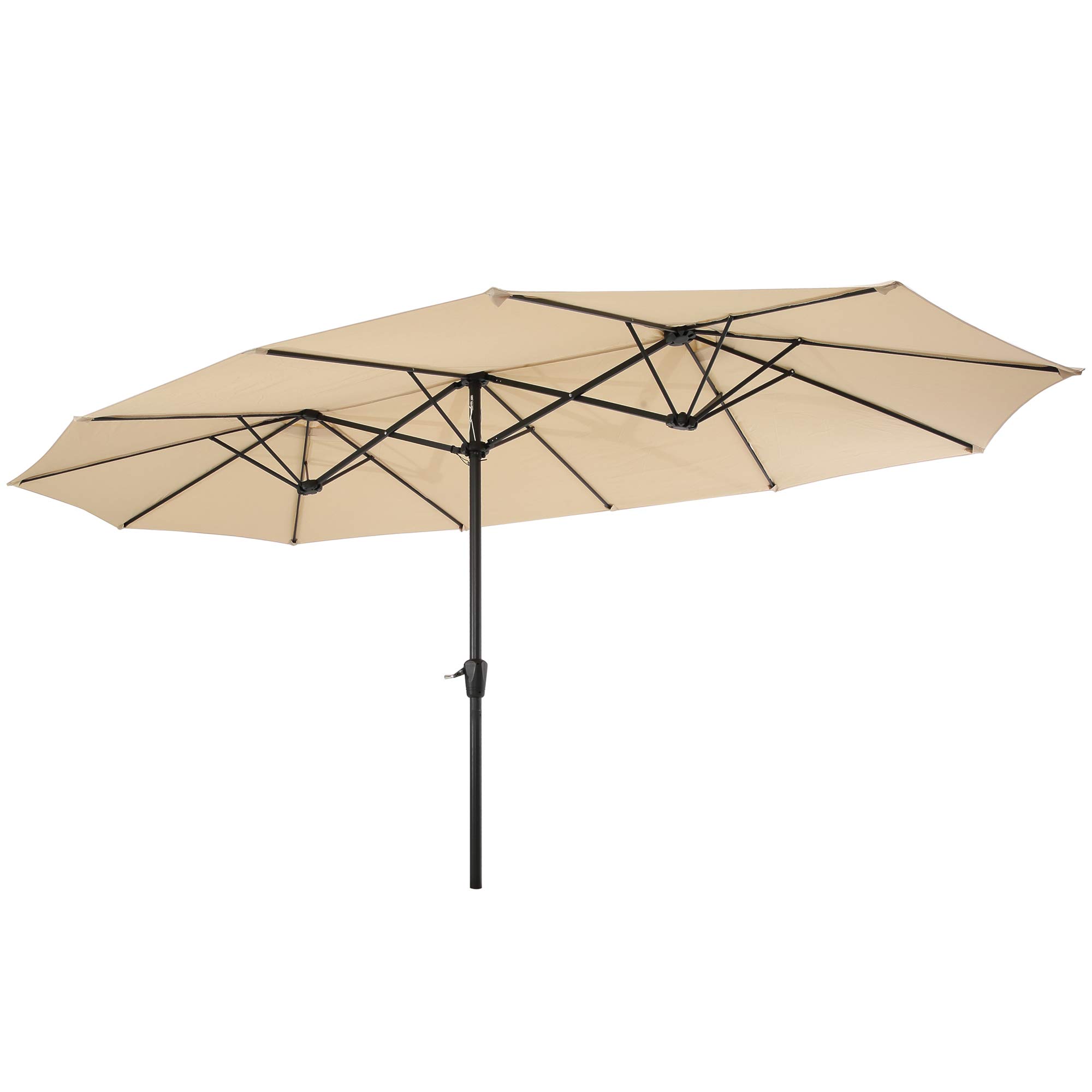 15x9ft Large Double-Sided Rectangular Outdoor Market Umbrella with Crank - Tan - Perfect for Patio, Garden, and Outdoor Dining Areas - Fast Shipping (3-4 Days)